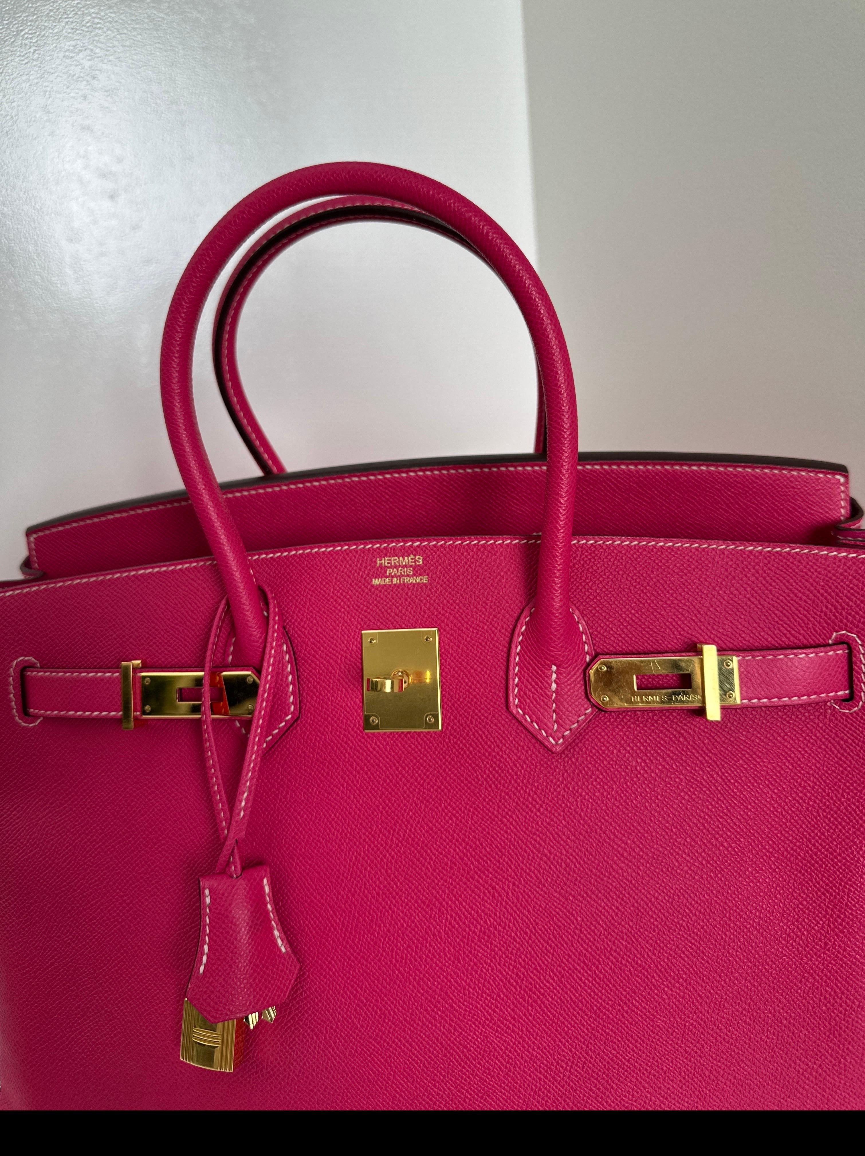 Hermès - Sac rose Tyrien Birkin 35 en vente 11