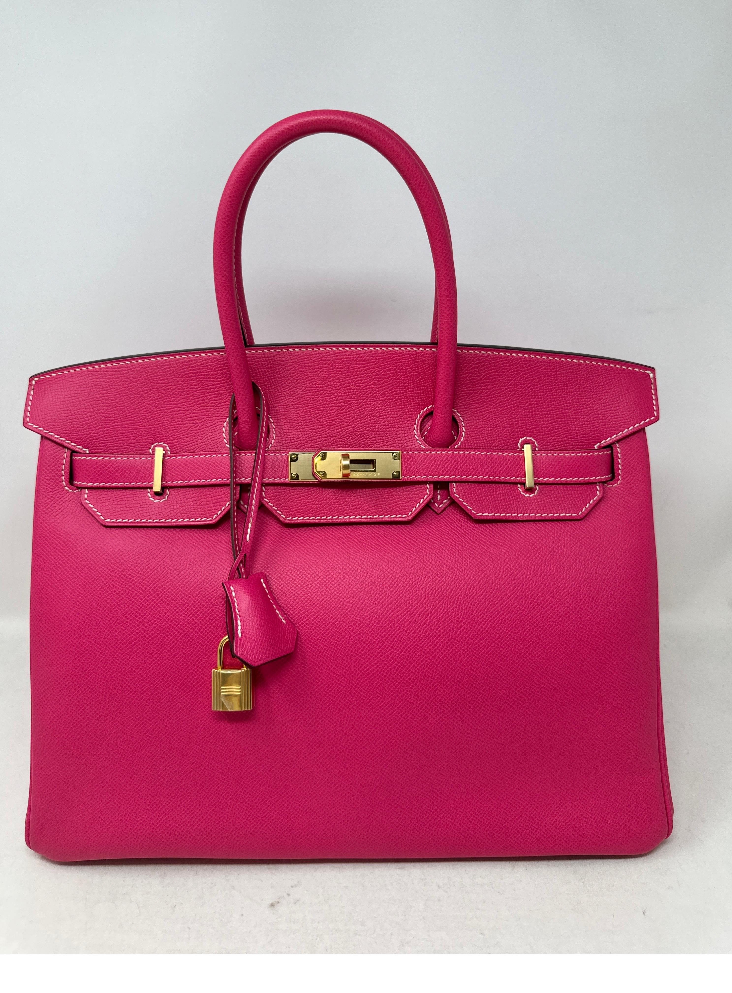 Hermes Rose Tyrien Birkin 35 Bag For Sale 14