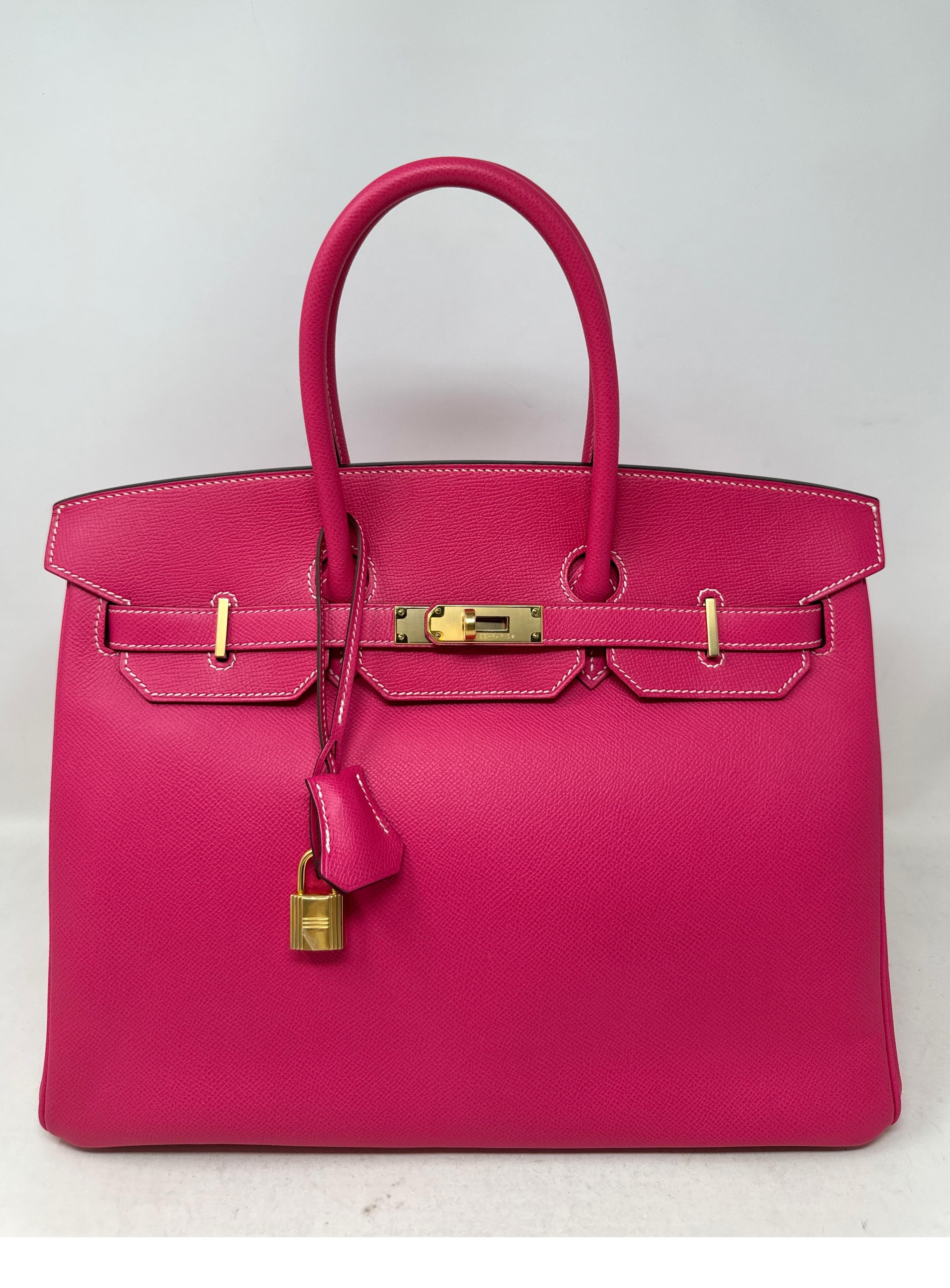 Hermes Rose Tyrien Birkin 35 Bag For Sale 15