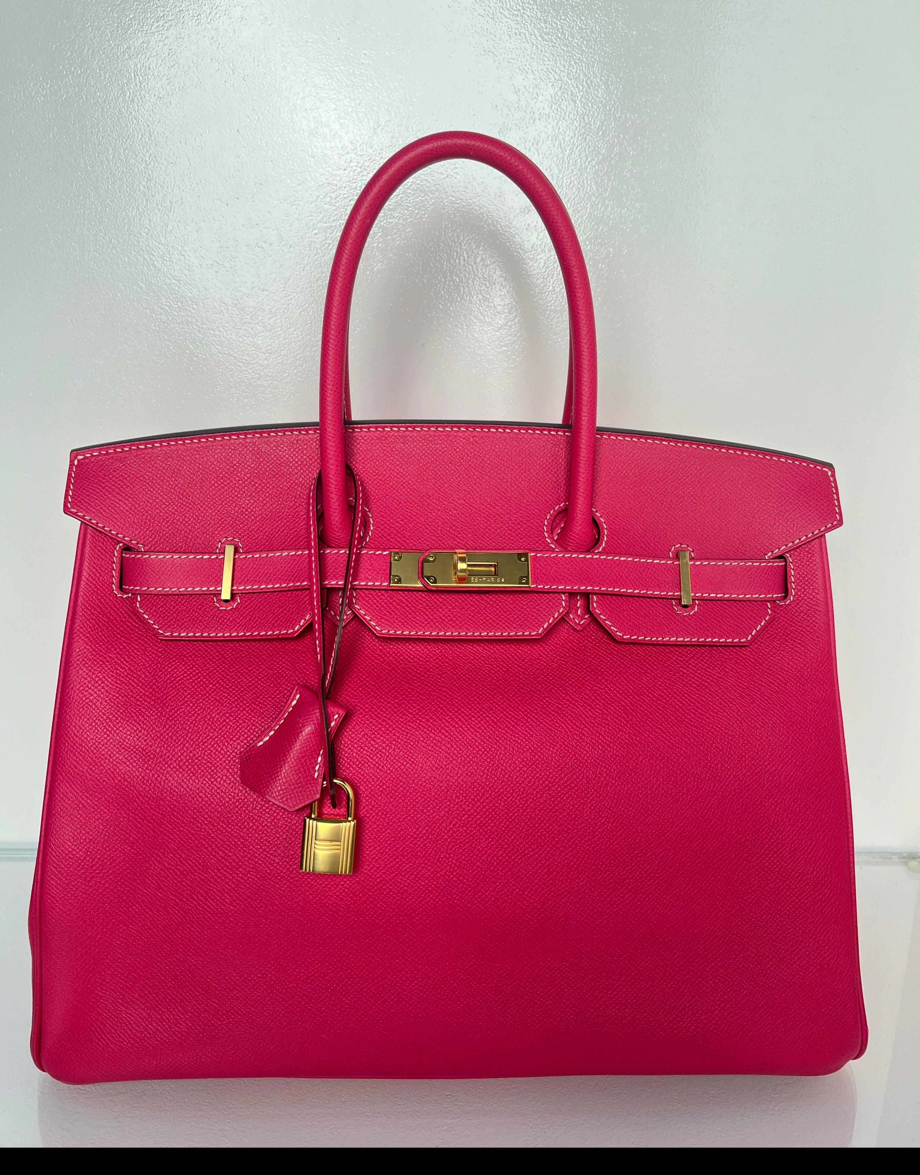Hermes Rose Tyrien Birkin 35 Bag 14