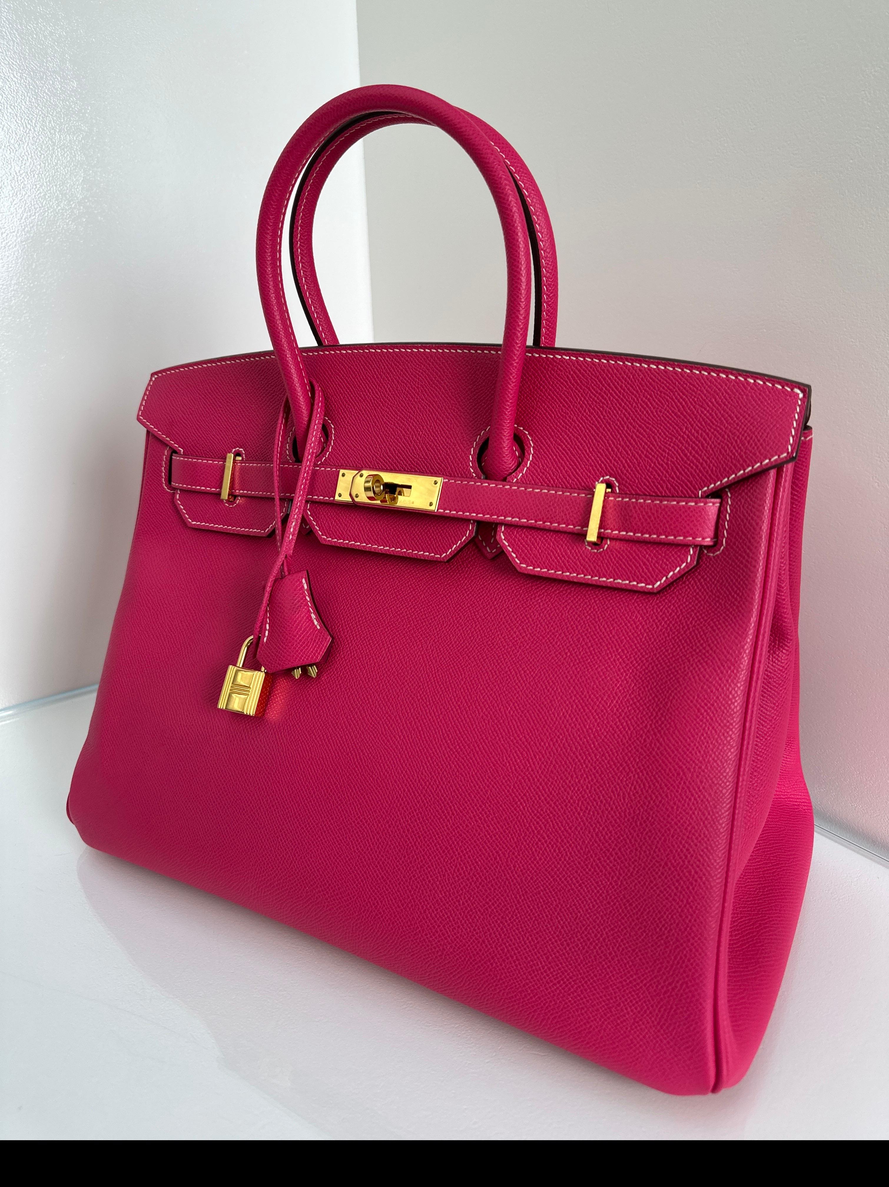 Hermès - Sac rose Tyrien Birkin 35 en vente 14