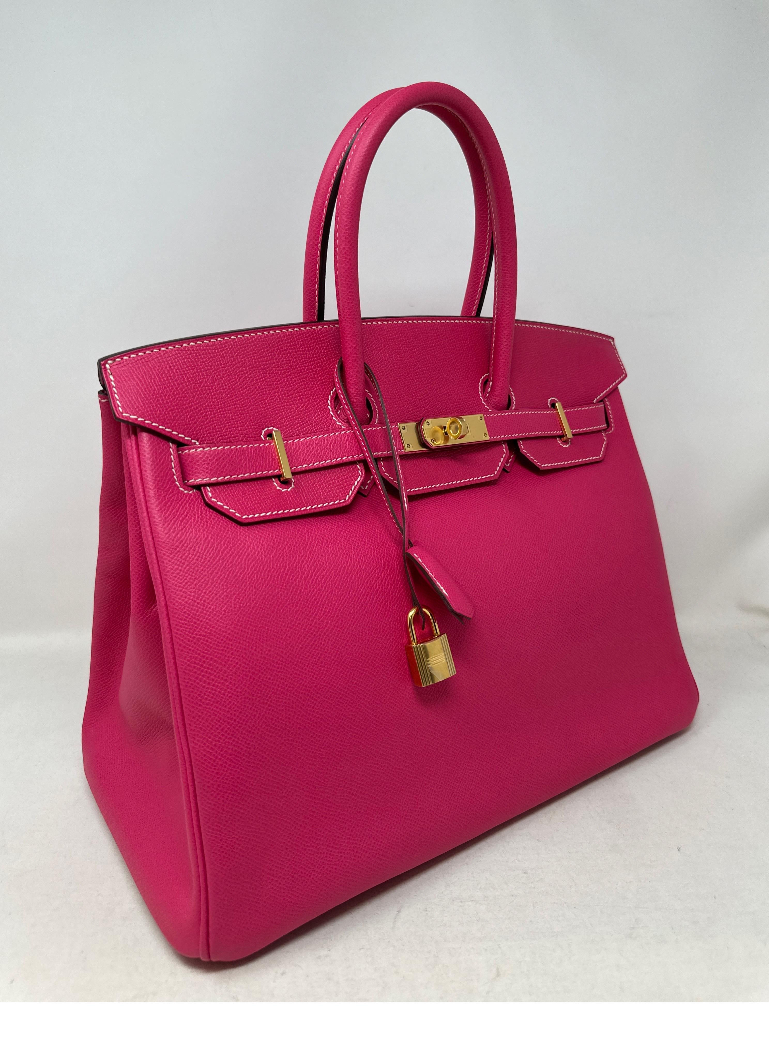 Hermes Rose Tyrien Birkin 35 Bag For Sale 16