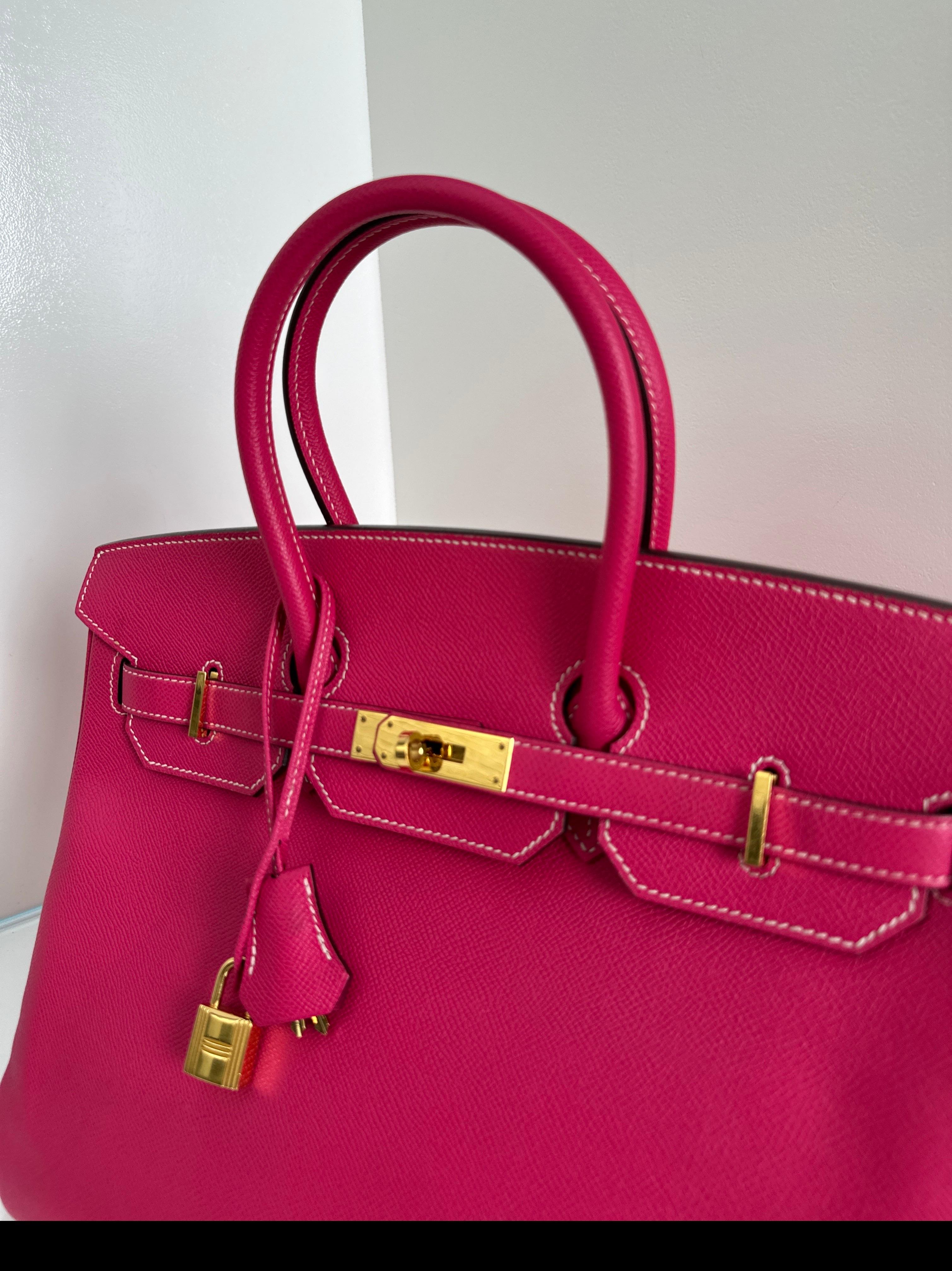 Hermès - Sac rose Tyrien Birkin 35 en vente 15