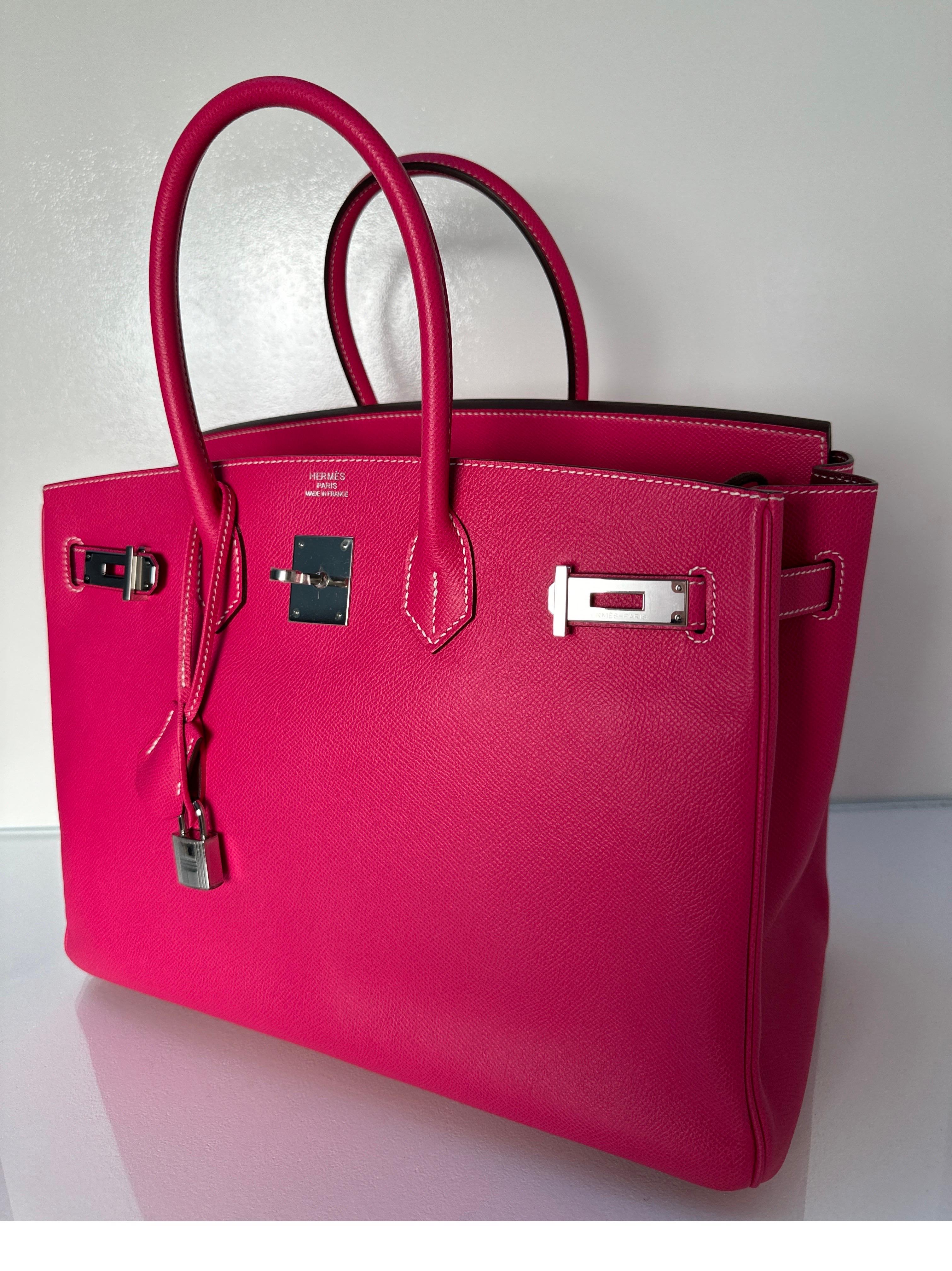 Hermes Rose Tyrien Birkin 35 Bag In Excellent Condition In Athens, GA