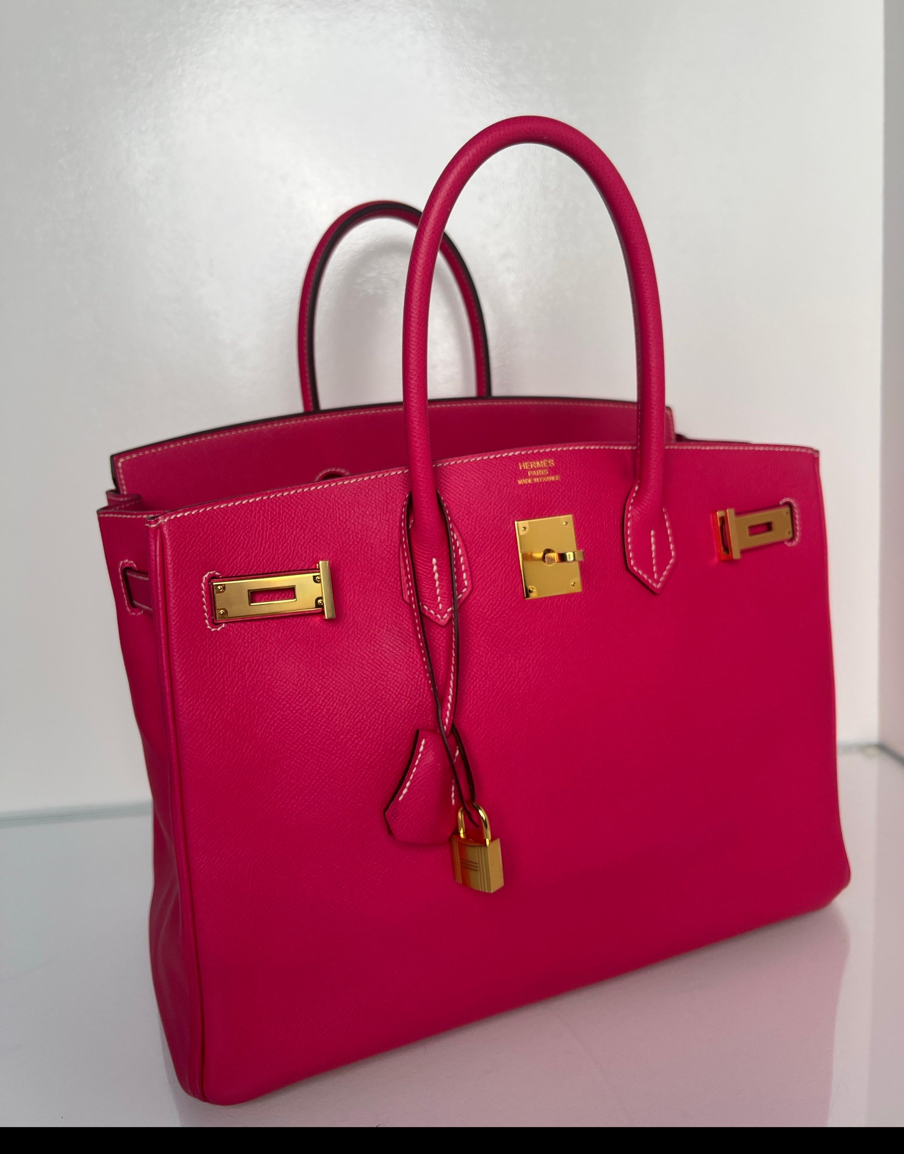 Hermes Rose Tyrien Birkin 35 Bag In Excellent Condition In Athens, GA