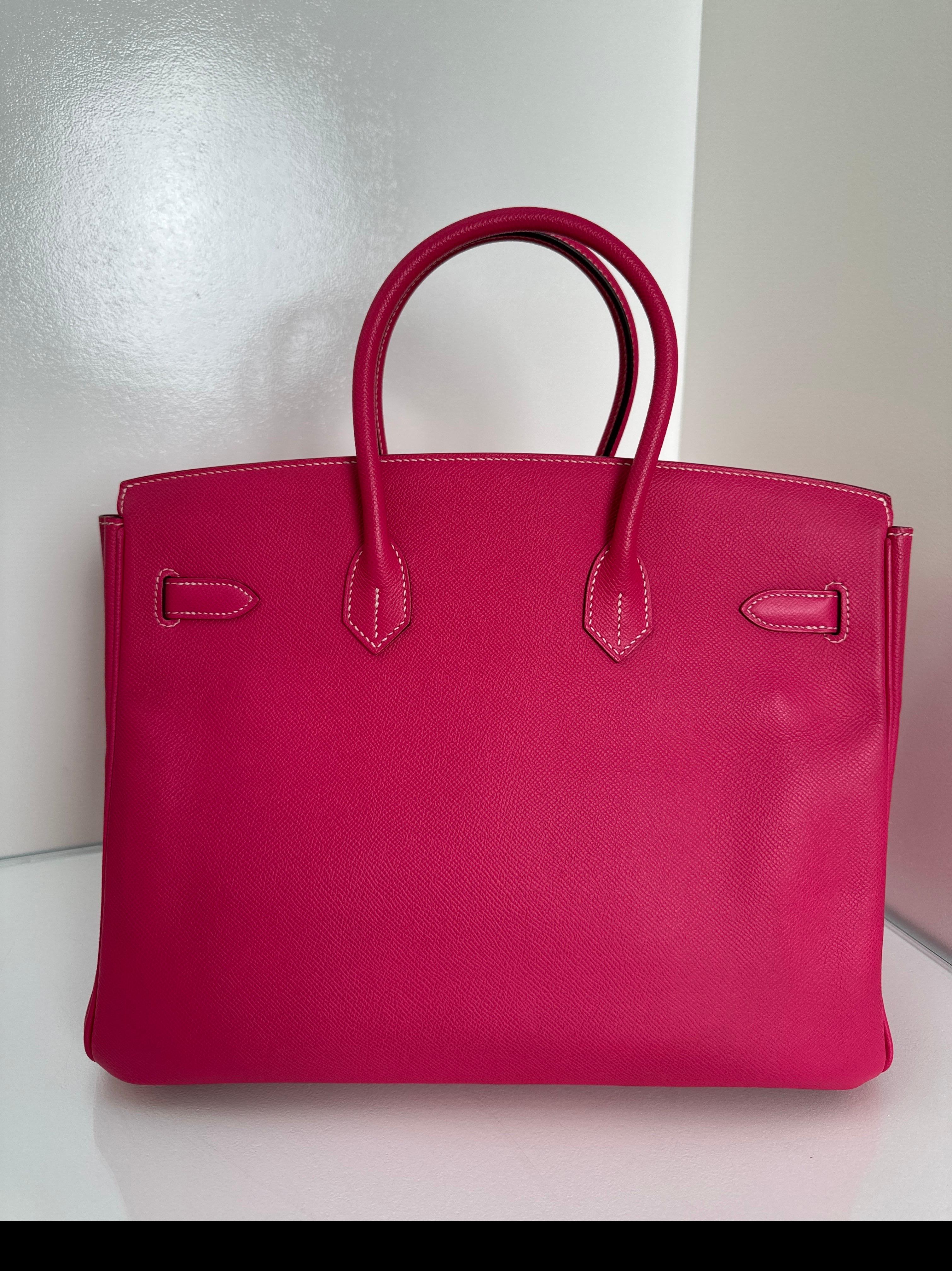 Hermès - Sac rose Tyrien Birkin 35 en vente 2