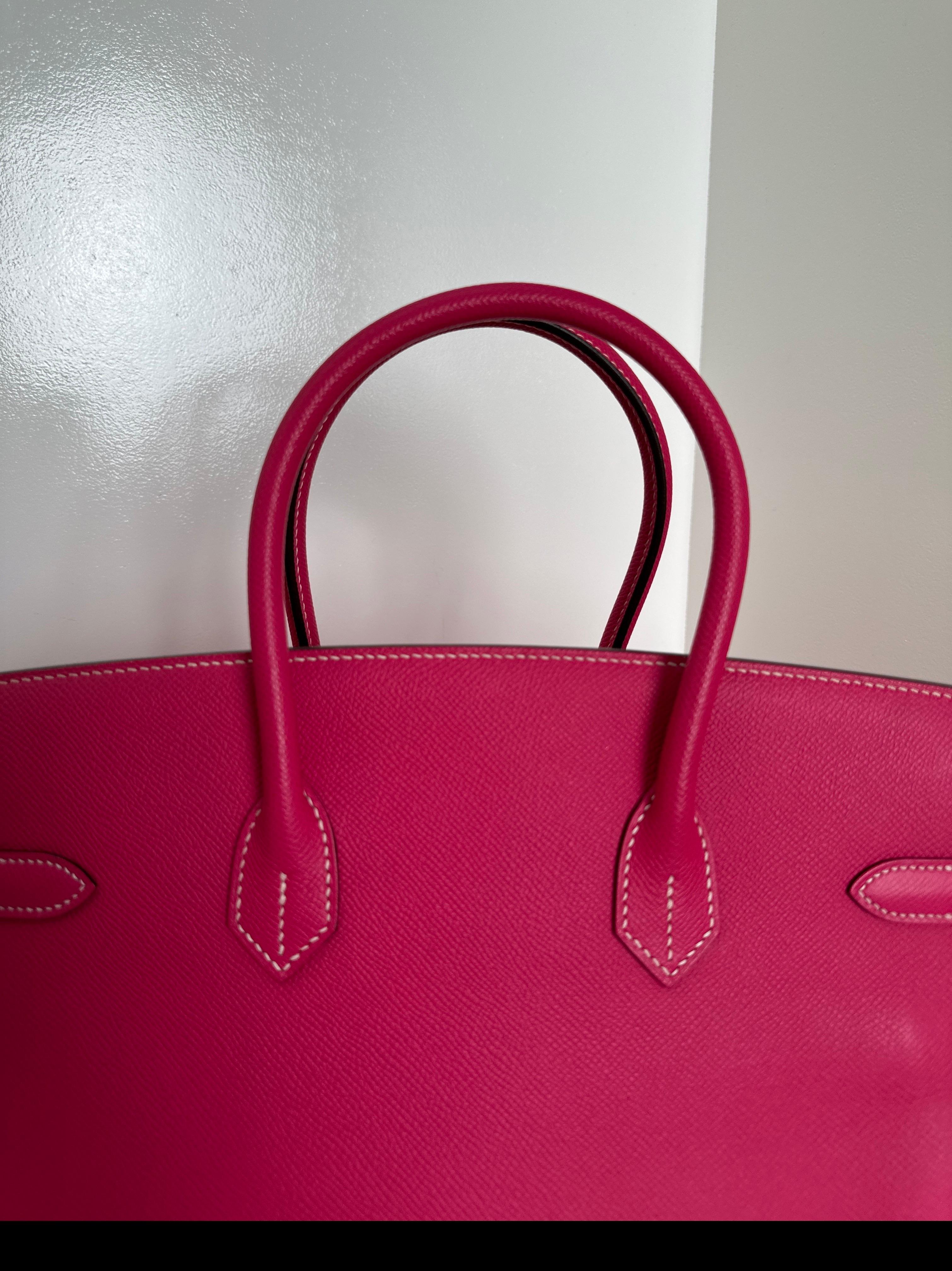 Hermès - Sac rose Tyrien Birkin 35 en vente 3