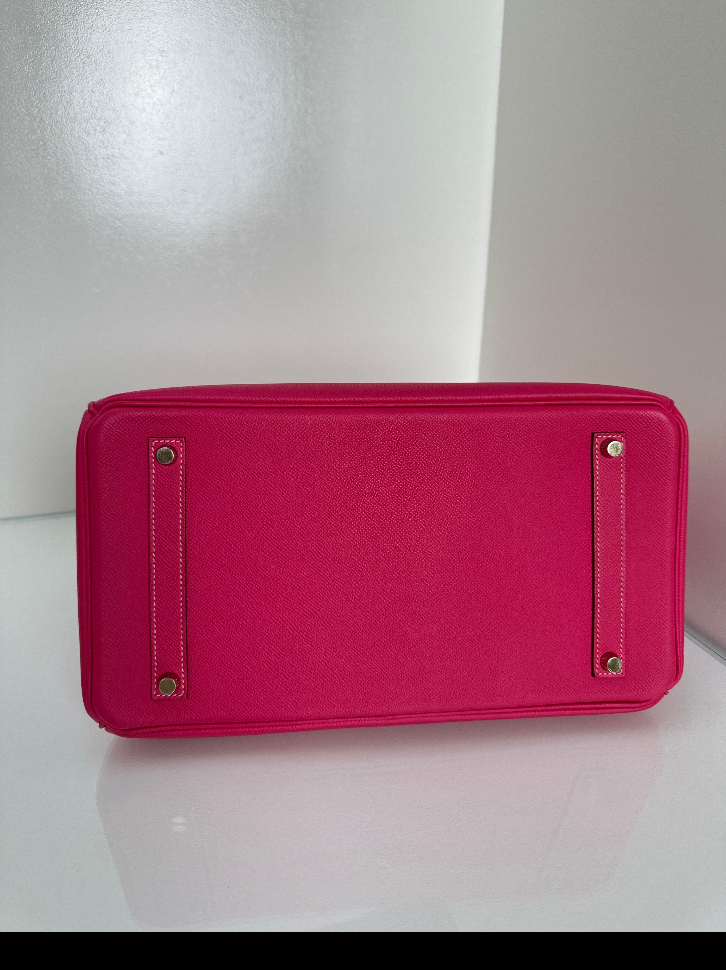 Hermès - Sac rose Tyrien Birkin 35 en vente 4