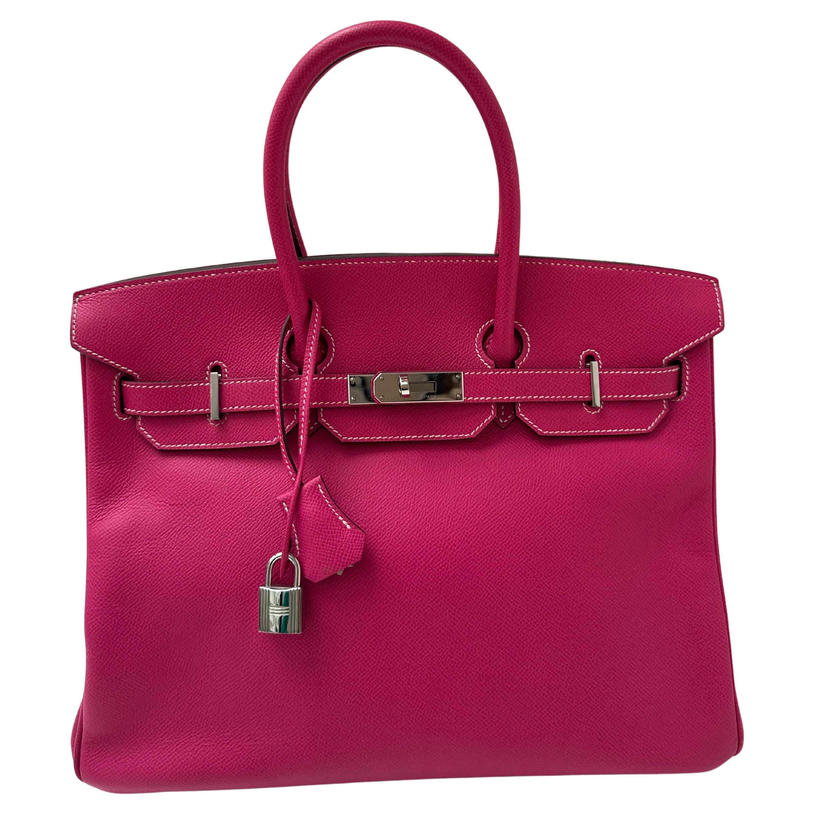 Hermes Rose Tyrien Birkin 35 Bag For Sale