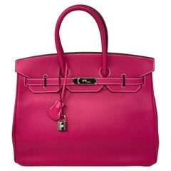 Hermes Rose Tyrien Birkin 35 Candy Bag