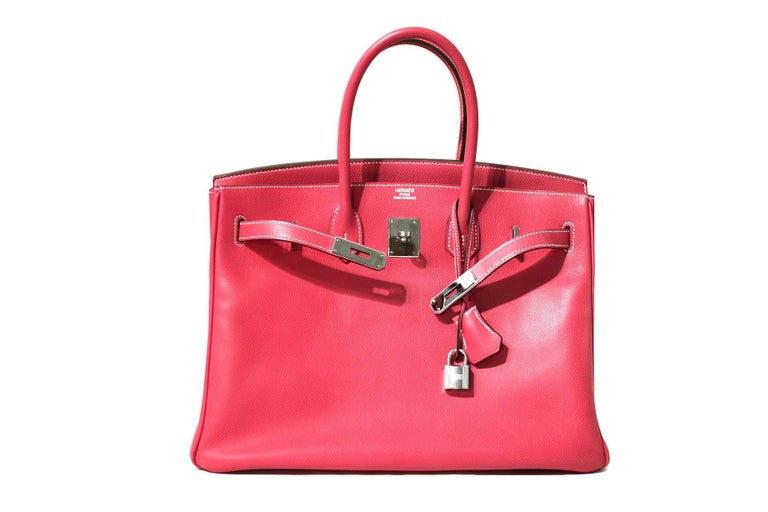 Hermès Rose Tyrien Epsom 35 cm Birkin Bag In Excellent Condition For Sale In Palm Beach, FL