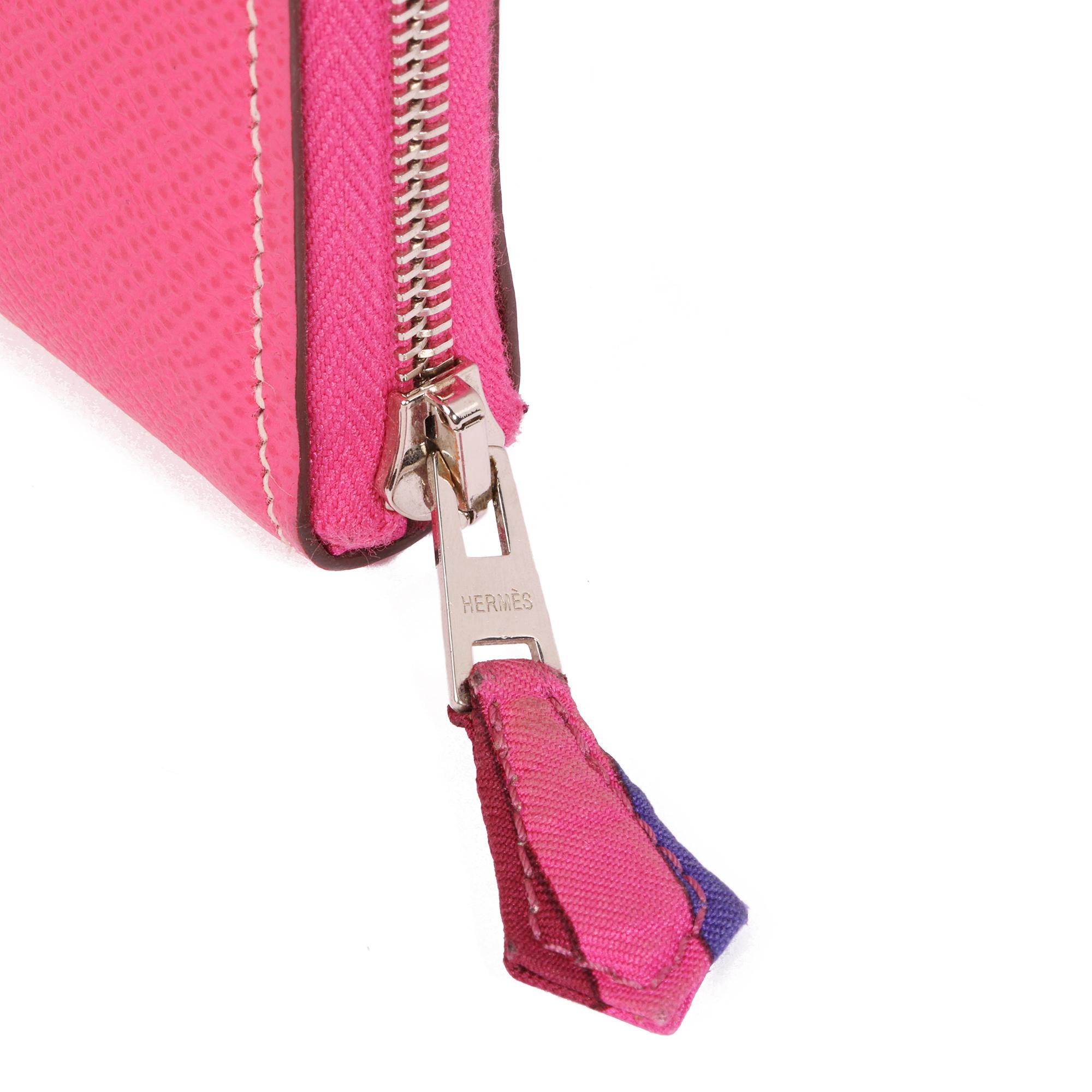 Pink Hermès ROSE TYRIEN EPSOM LEATHER SILK'IN CLASSIQUE LONG WALLET