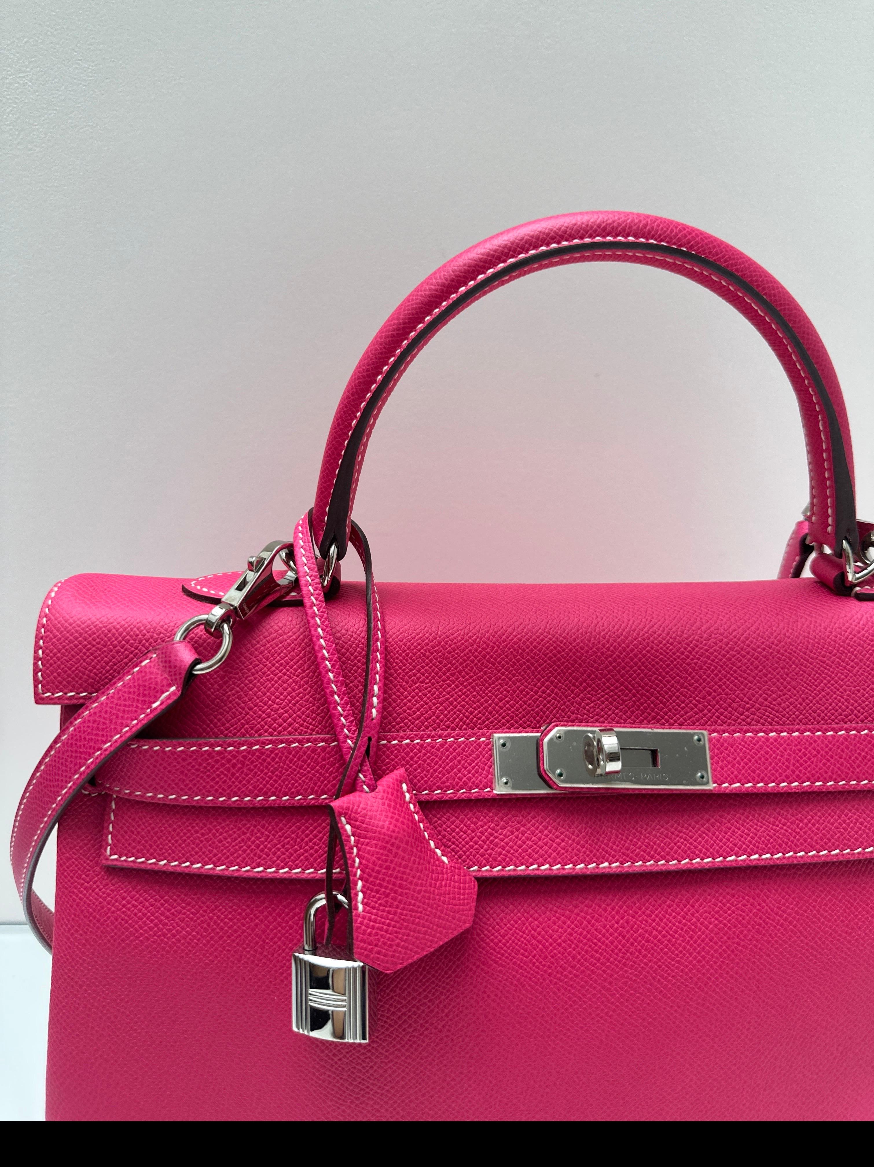 Hermes Rose Tyrien Kelly 32 Bag For Sale 6