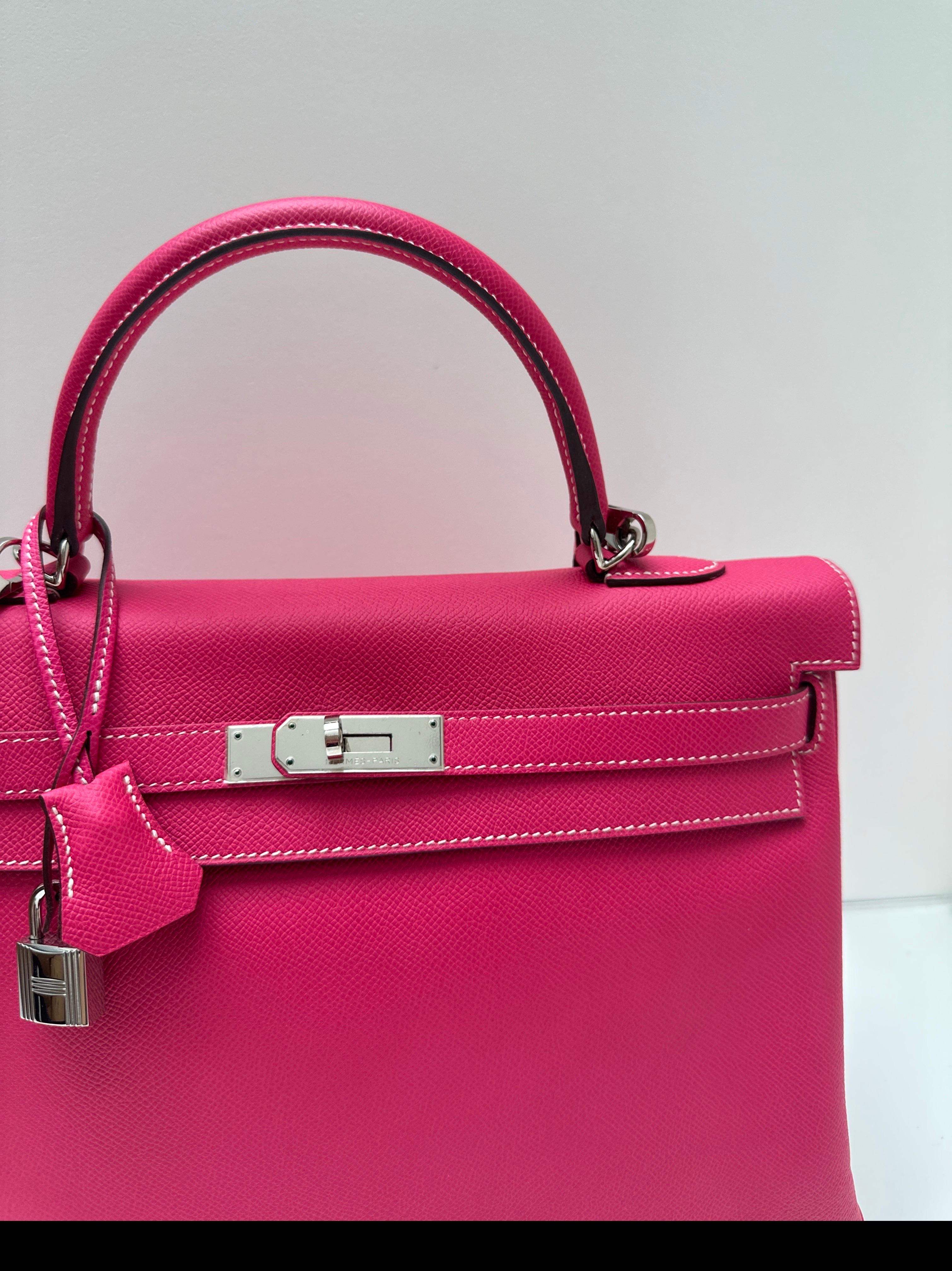 Hermes Rose Tyrien Kelly 32 Bag For Sale 7