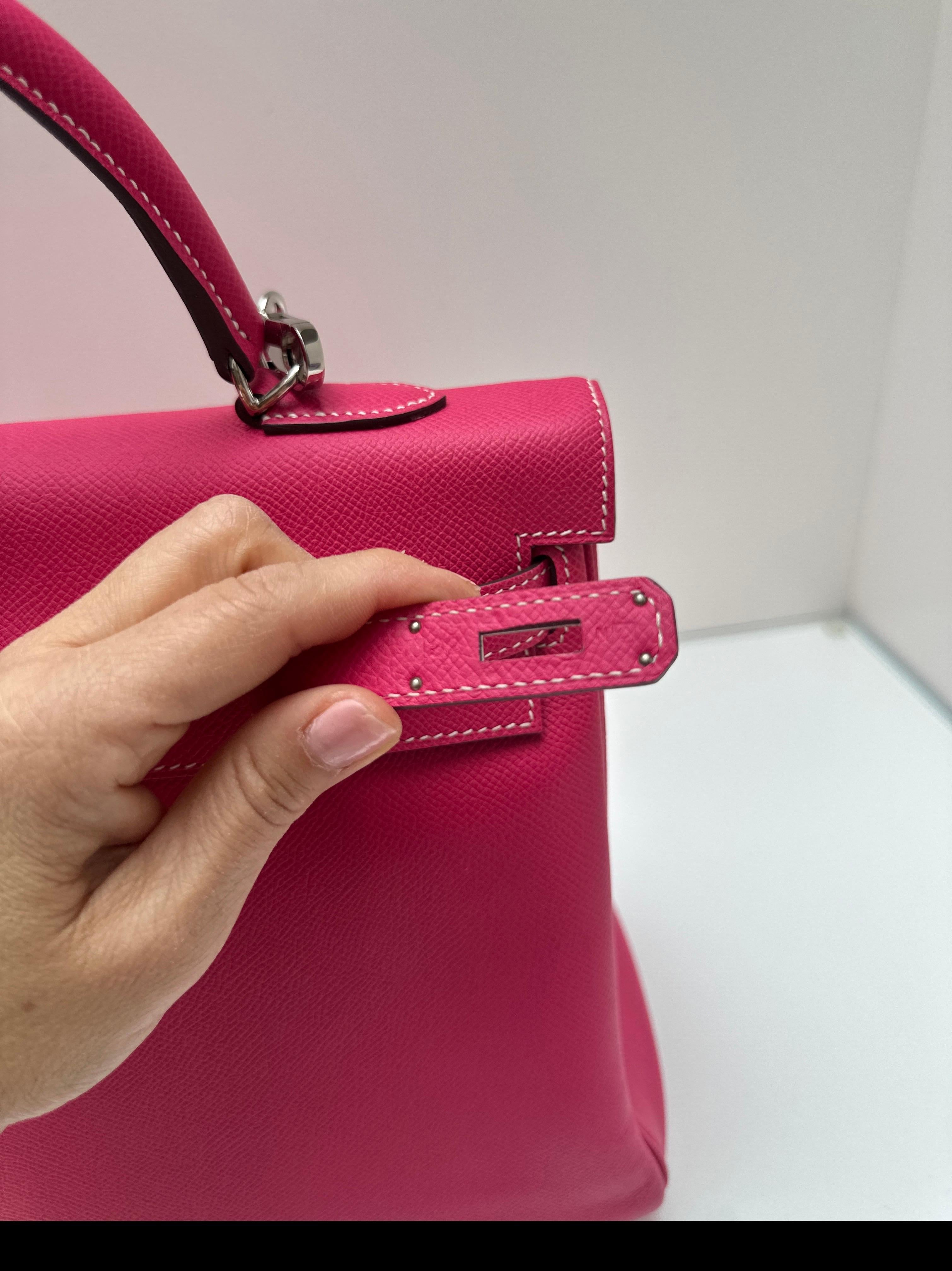 Hermes Rose Tyrien Kelly 32 Bag For Sale 8