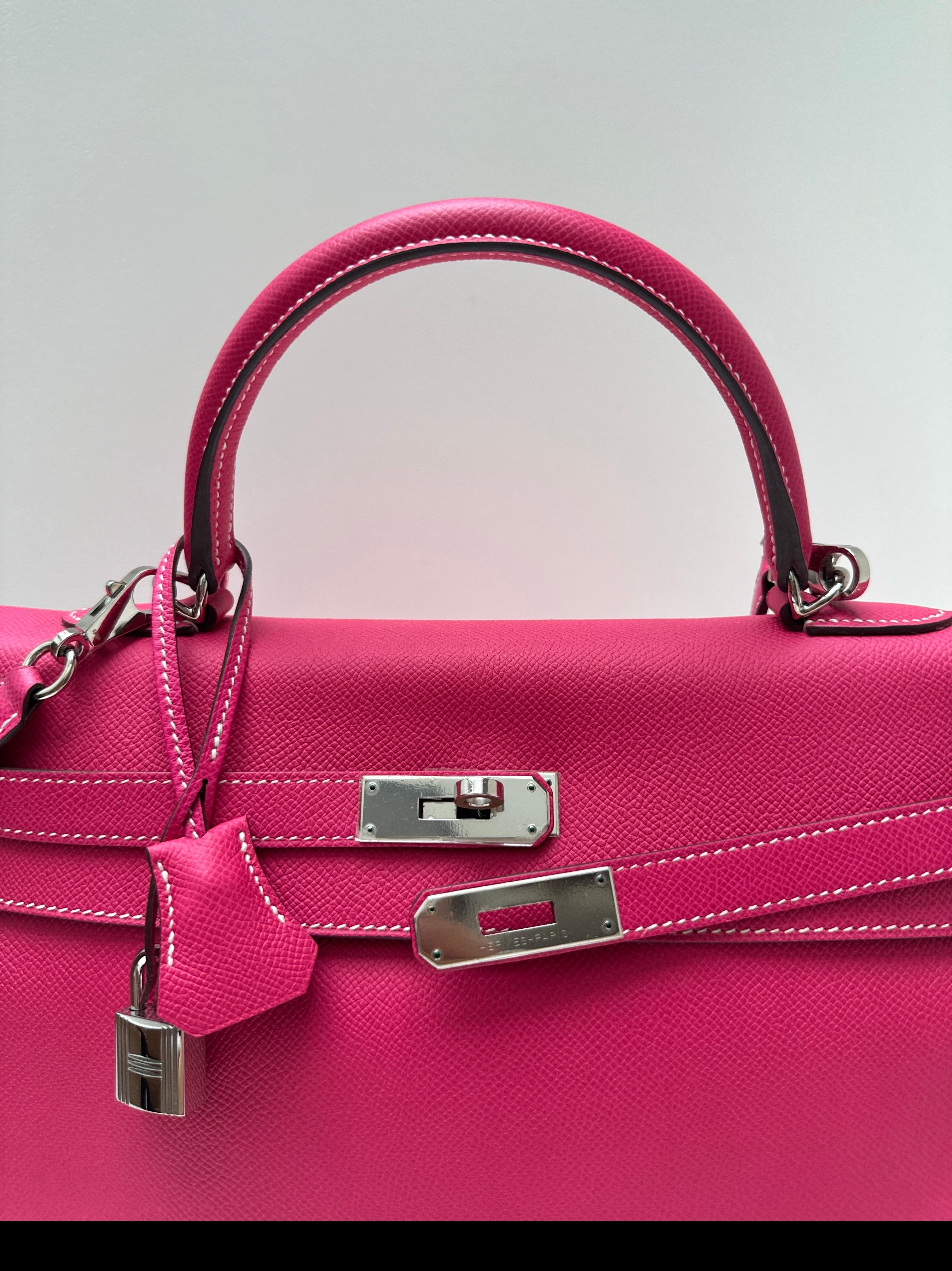 Hermes Rose Tyrien Kelly 32 Bag For Sale 9
