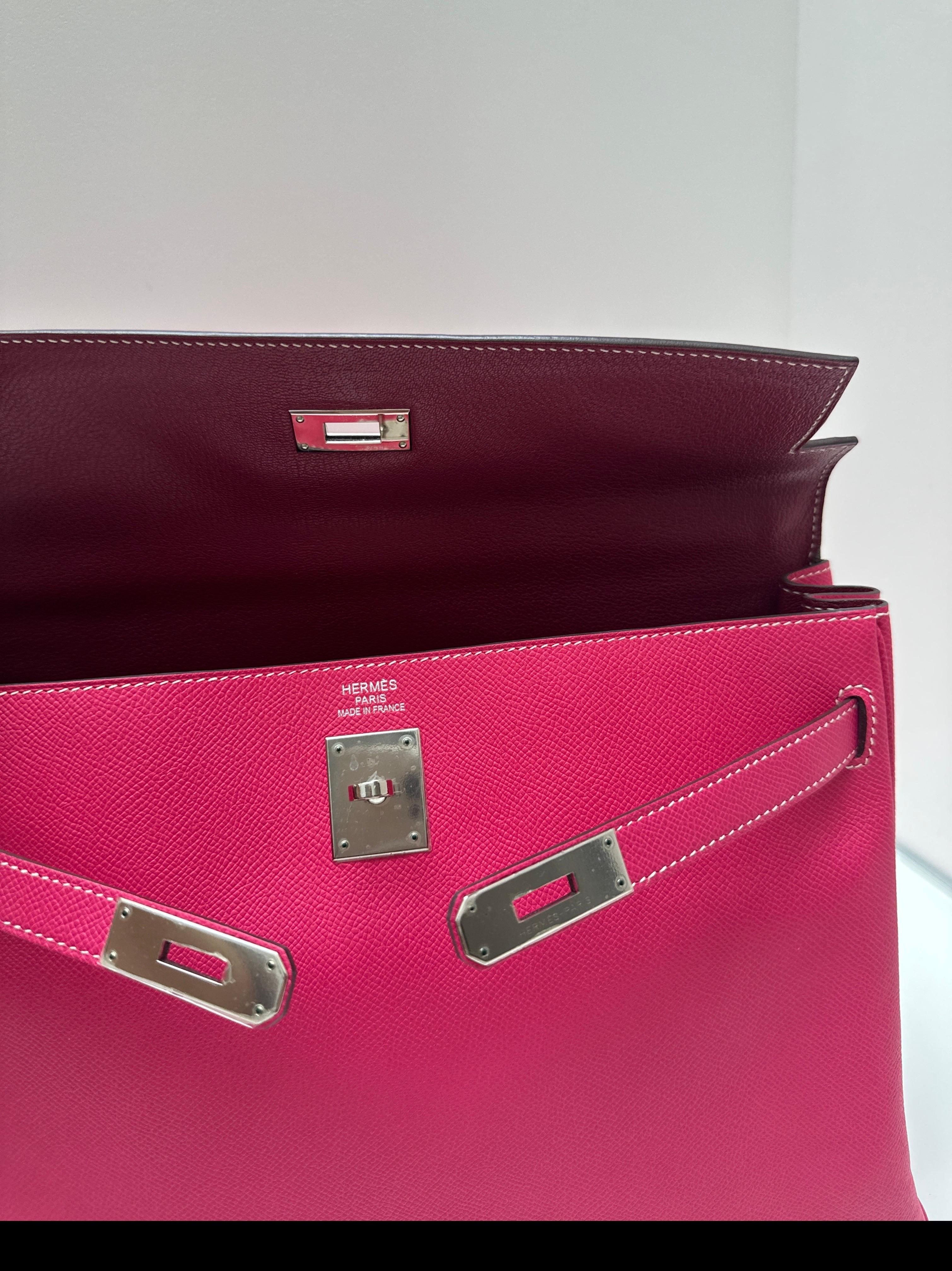Hermes Rose Tyrien Kelly 32 Bag For Sale 10