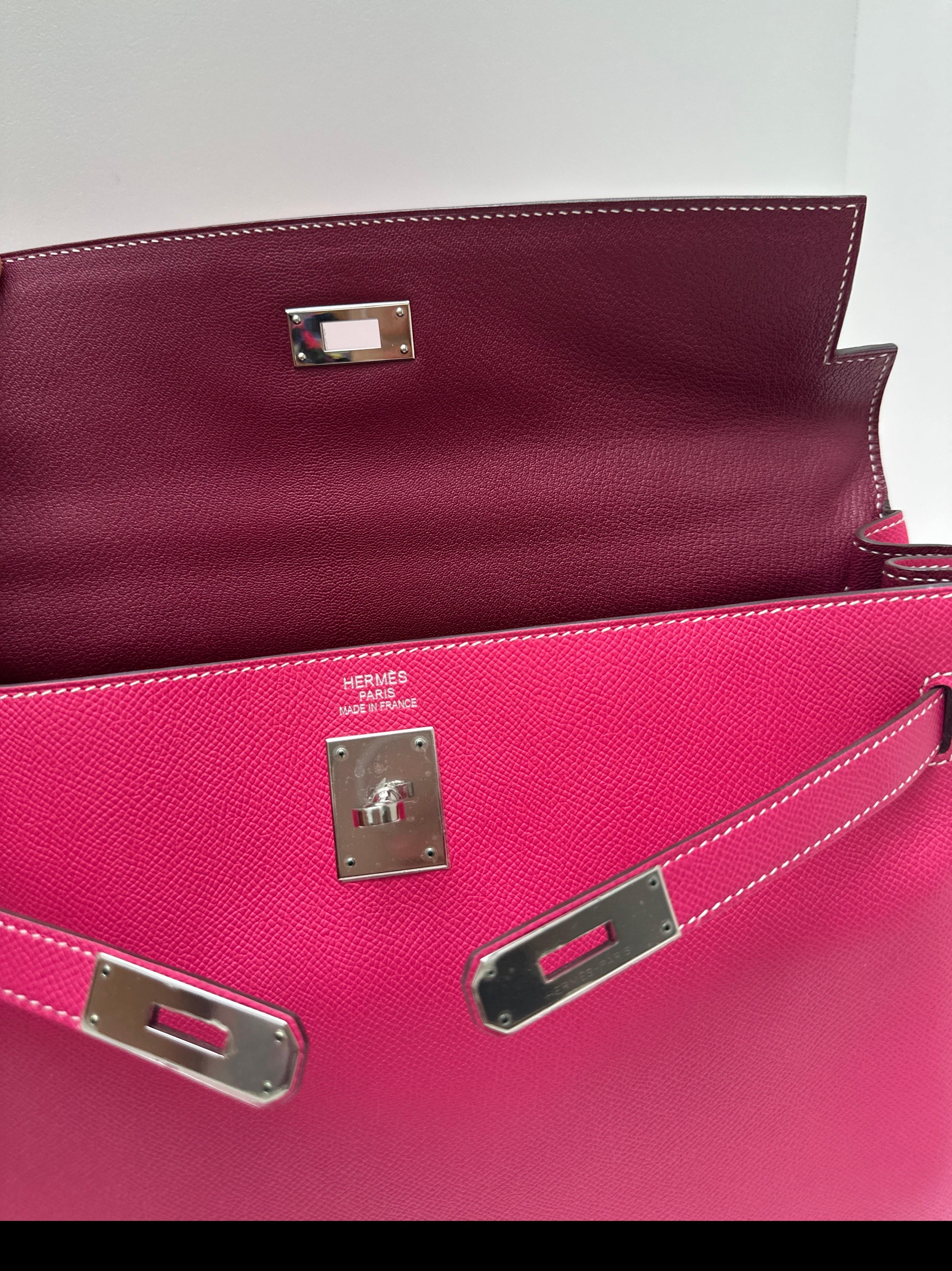 Hermes Rose Tyrien Kelly 32 Bag For Sale 11