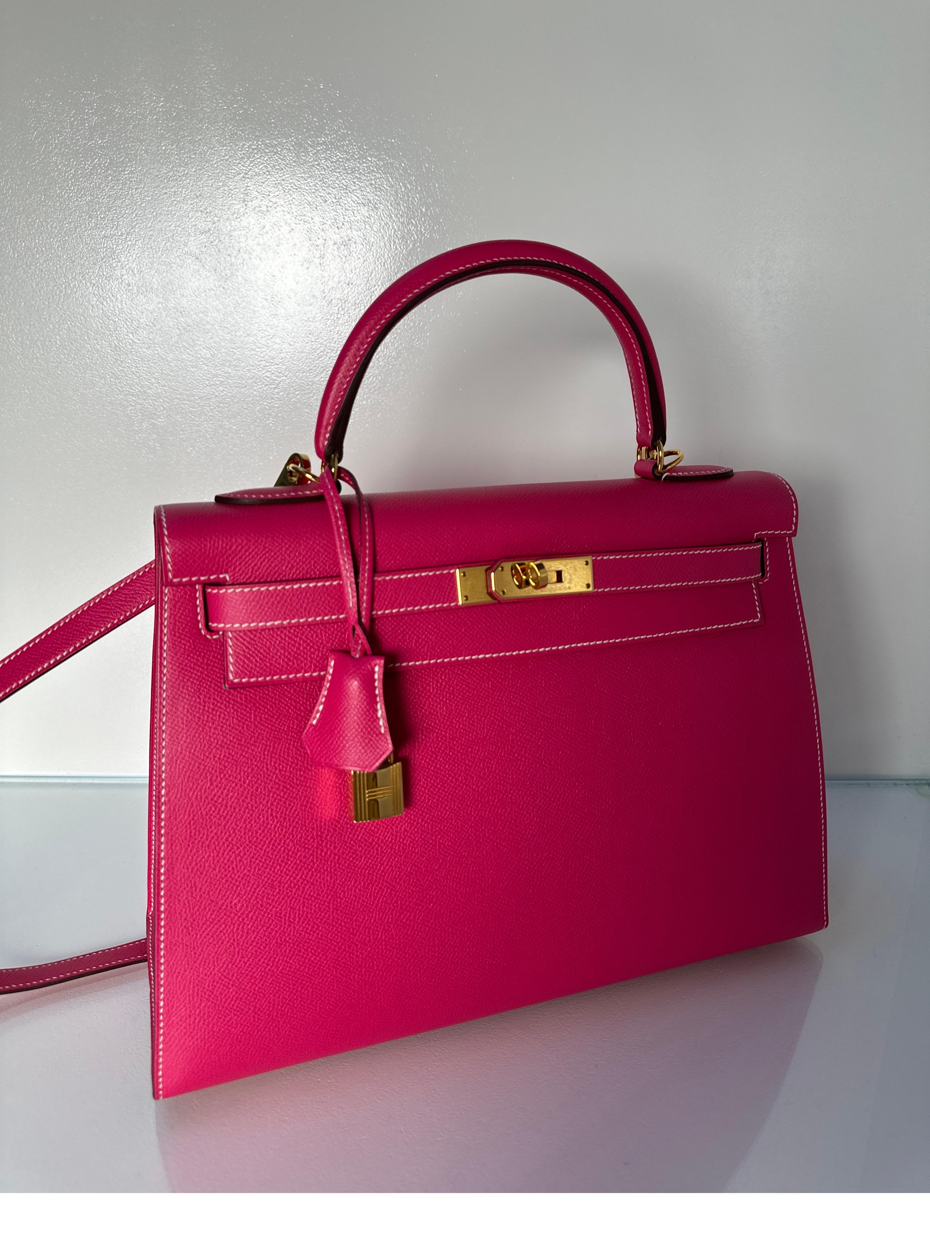 Hermes Rose Tyrien Kelly 32 Bag 12