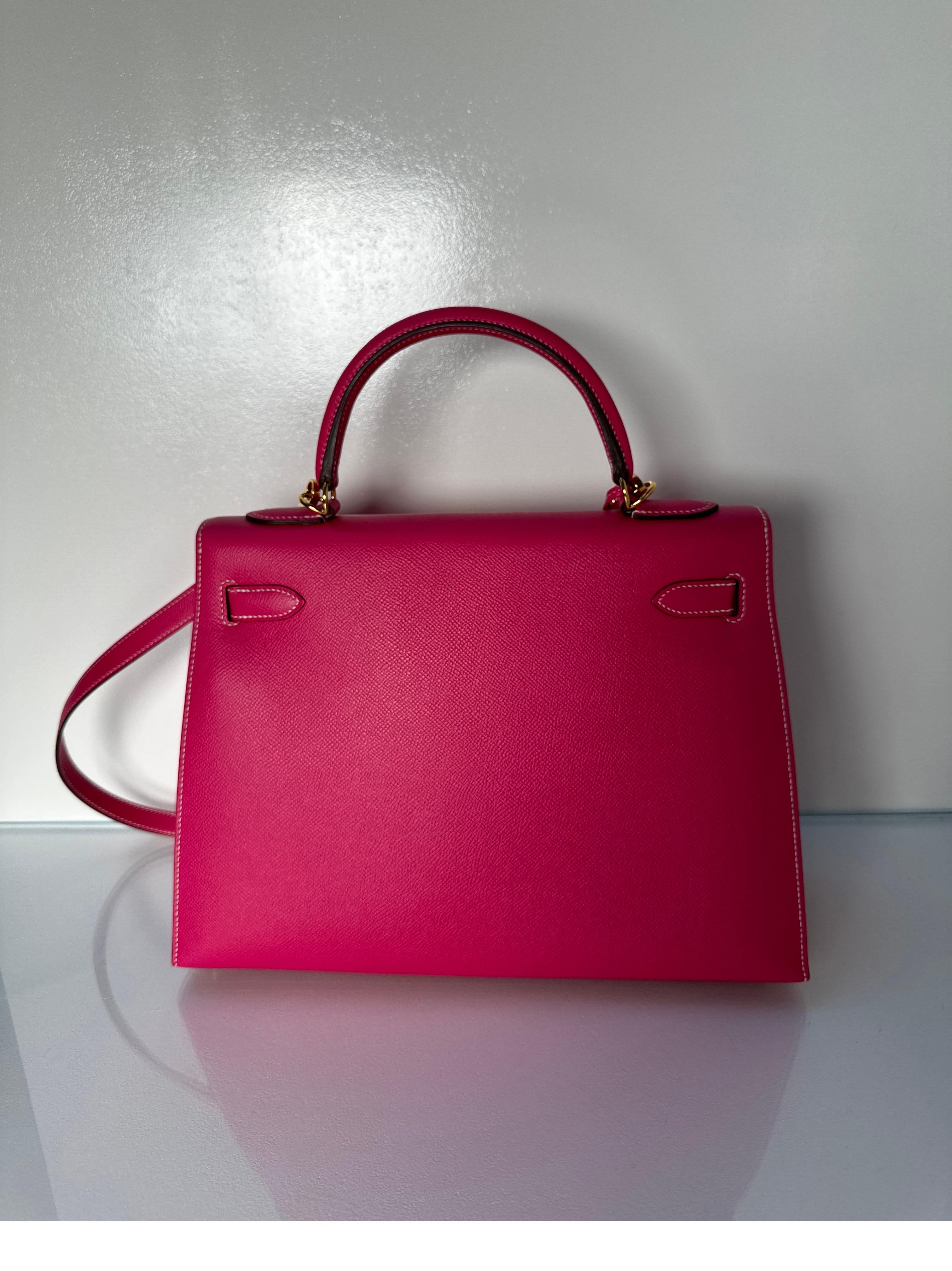 Hermes Rose Tyrien Kelly 32 Bag 13
