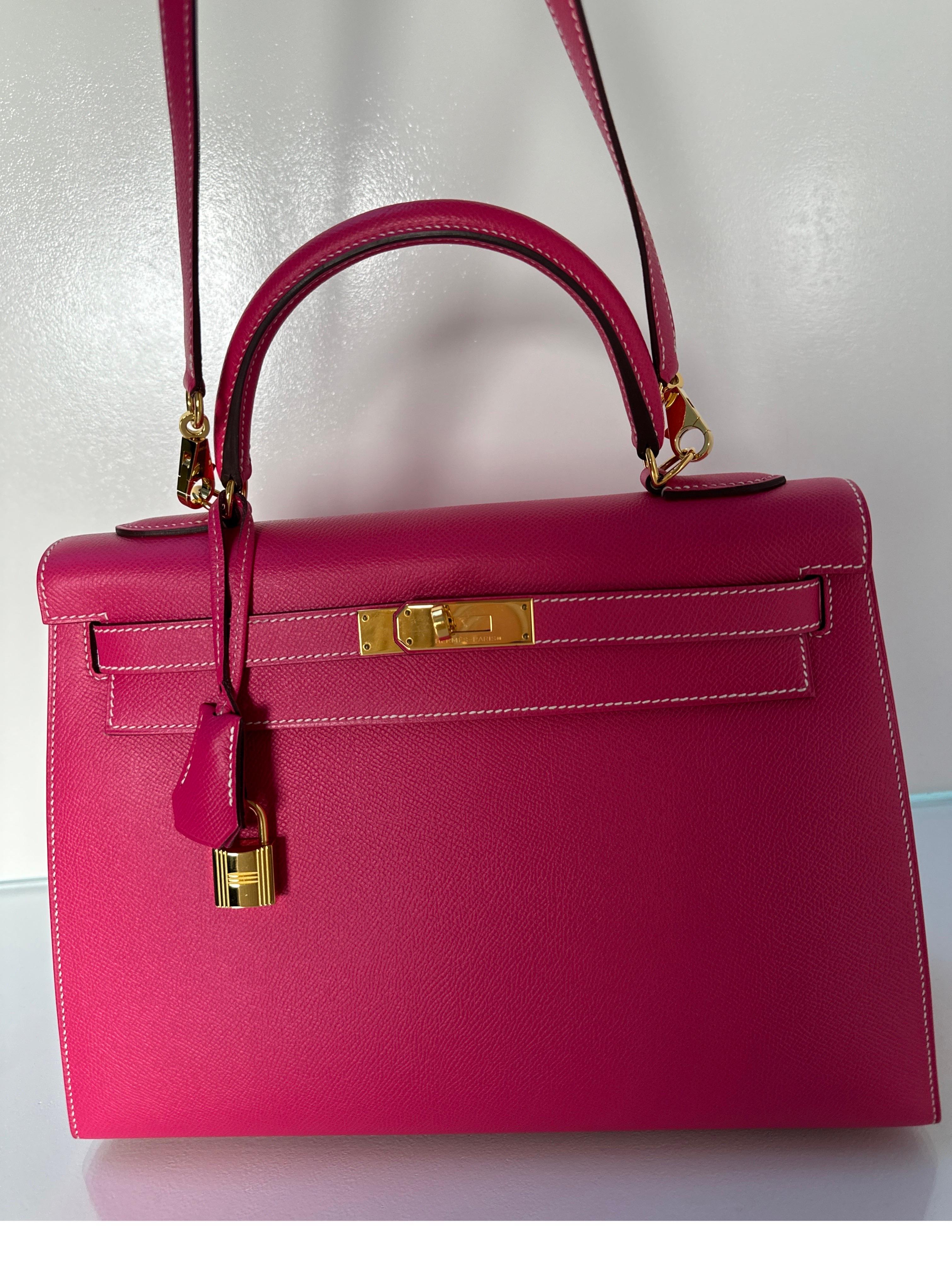 Hermes Rose Tyrien Kelly 32 Bag 14