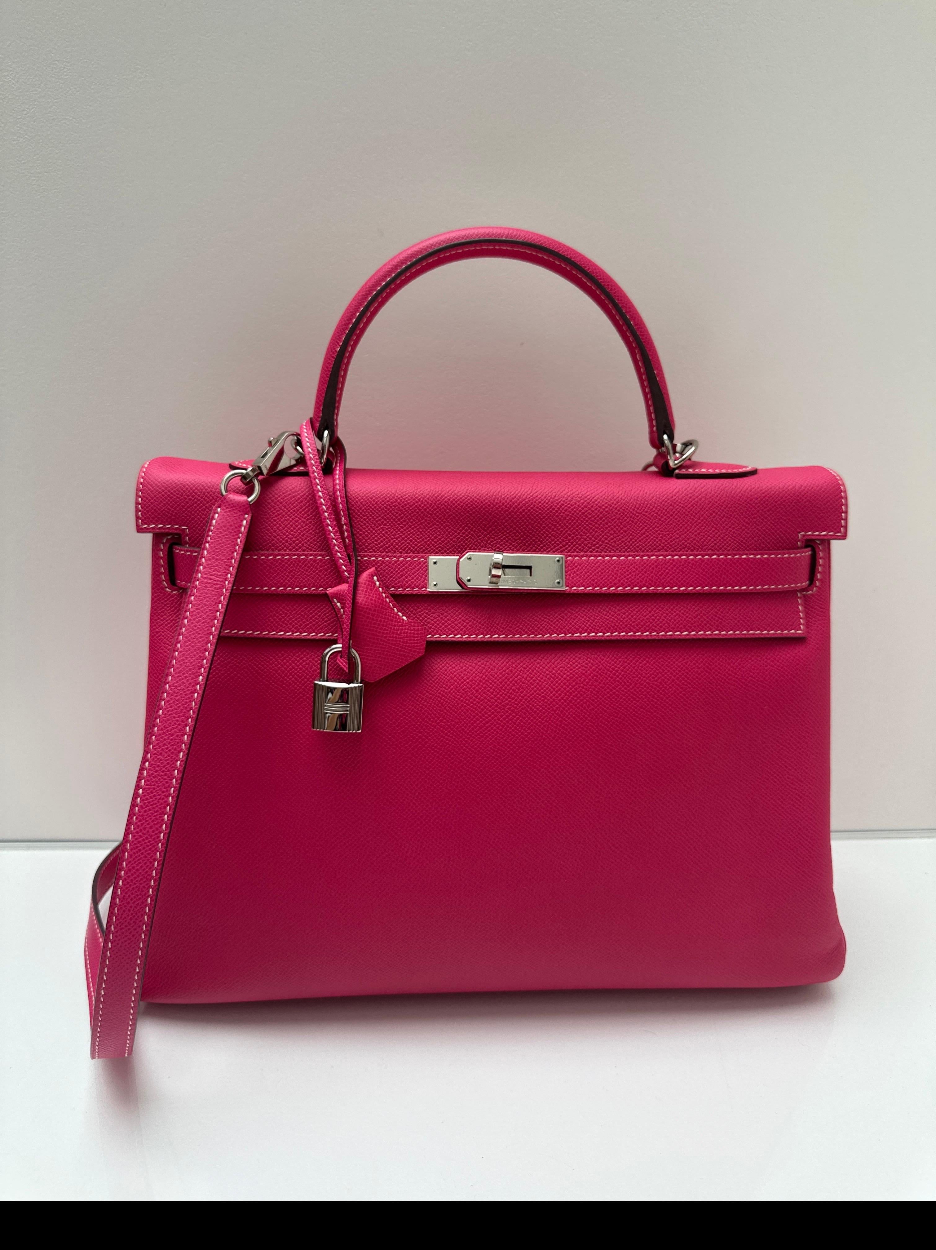 Hermes Rose Tyrien Kelly 32 Bag For Sale 14
