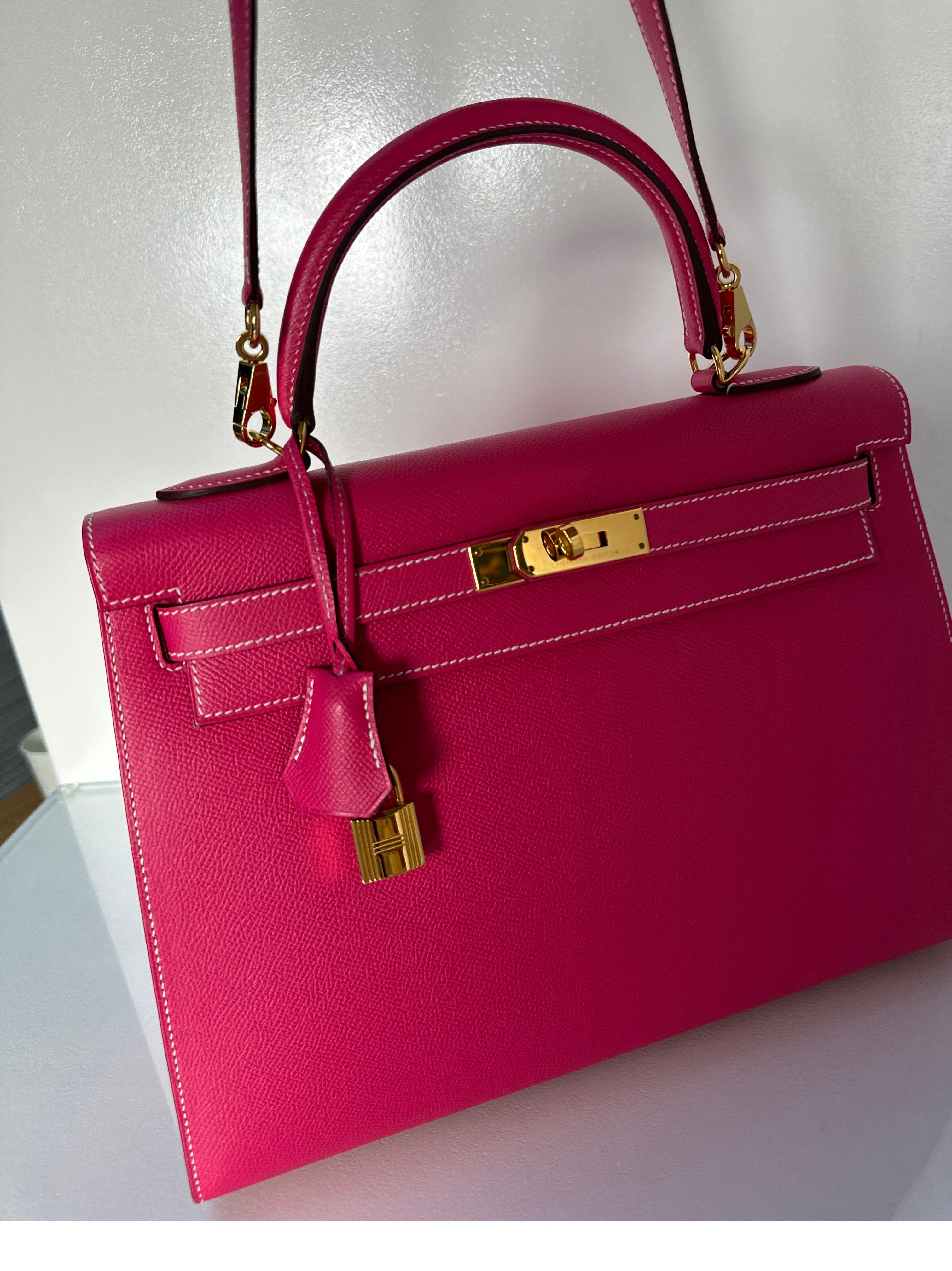 Hermes Rose Tyrien Kelly 32 Bag 15