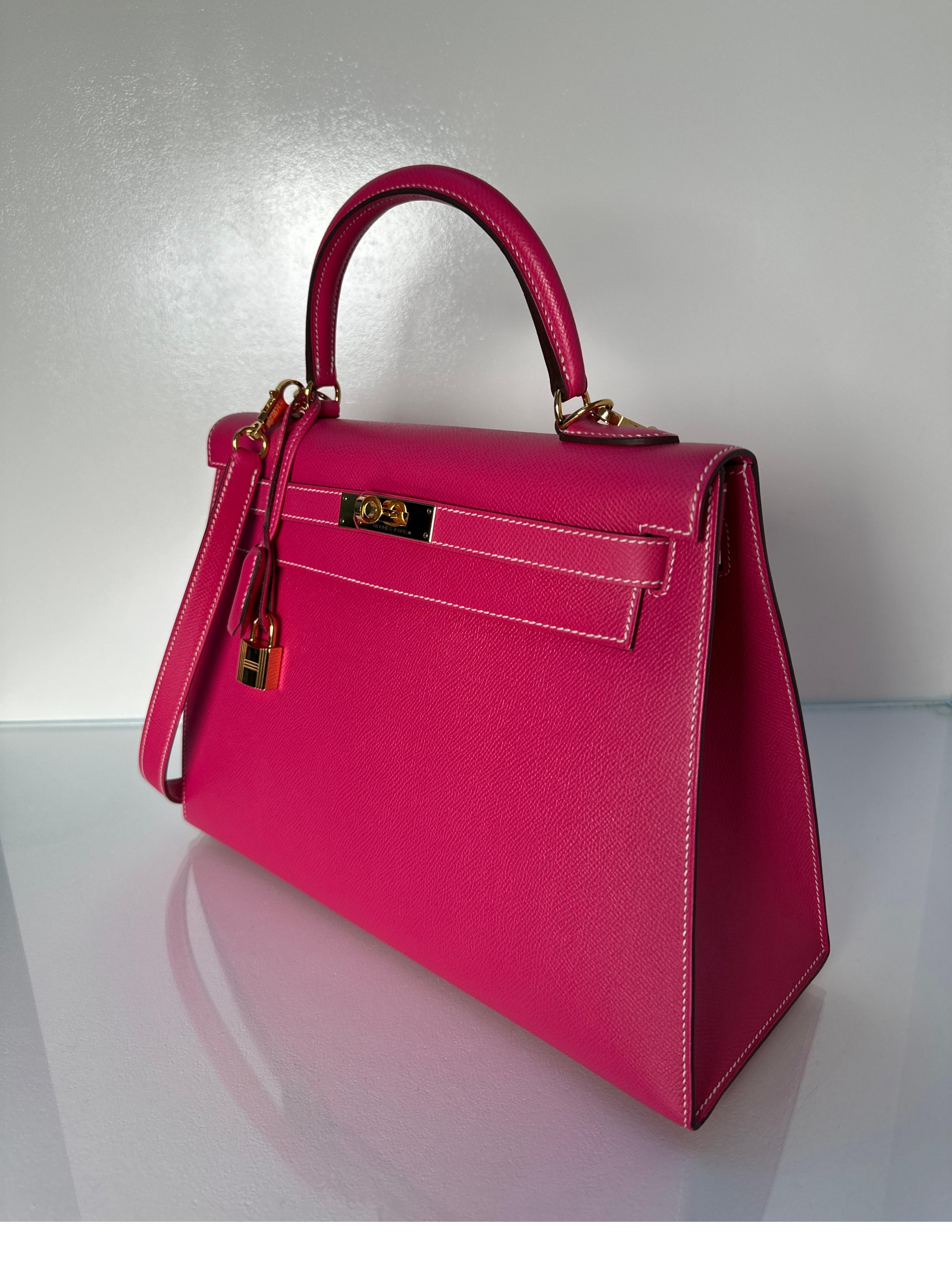 Red Hermes Rose Tyrien Kelly 32 Bag