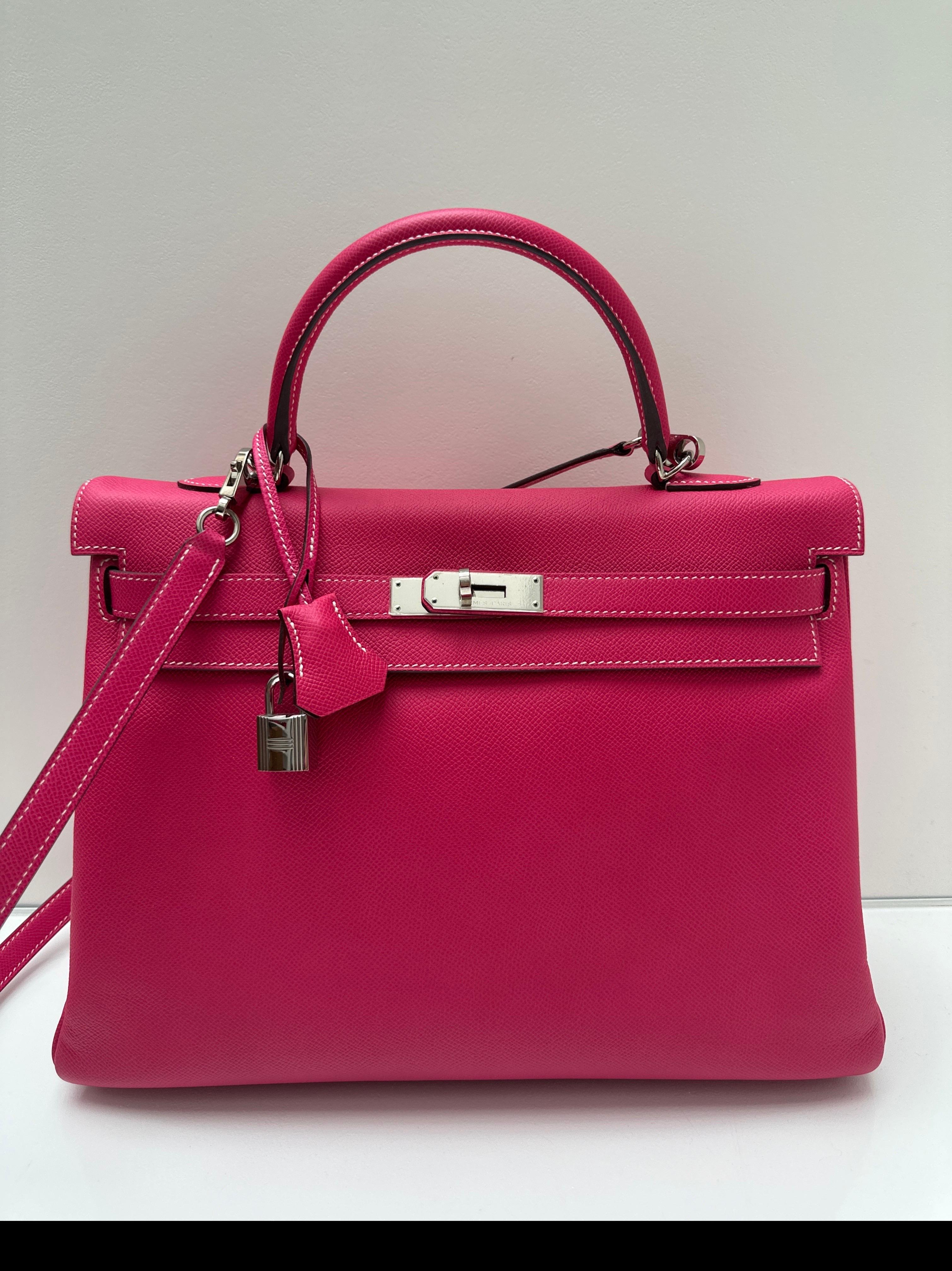 Red Hermes Rose Tyrien Kelly 32 Bag For Sale
