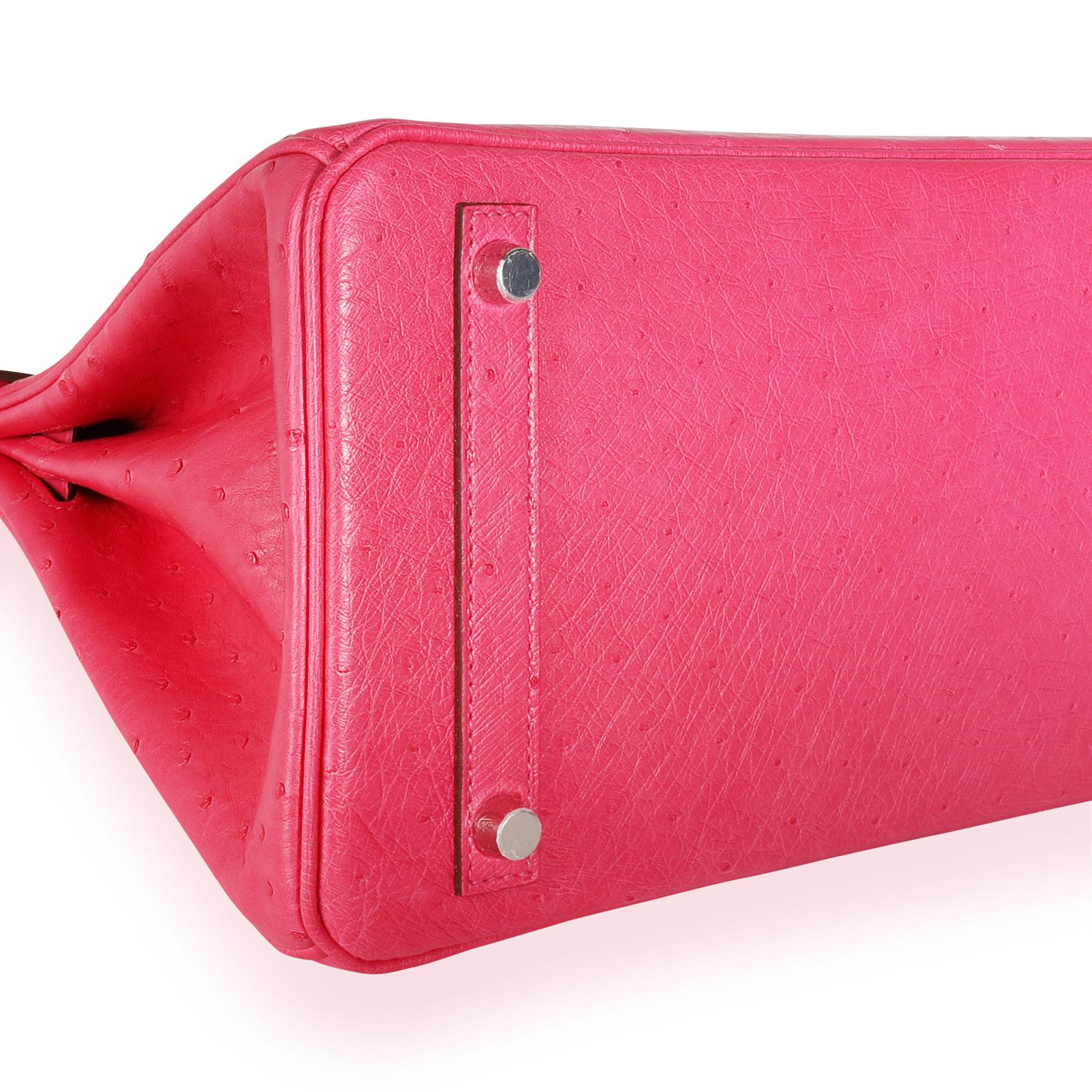 Birkin Hermès Rose Tyrien in struzzo 30 PHW 2