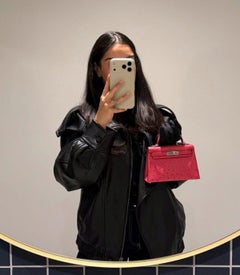 Hermès Rose Tyrien Ostrich Leather Kelly 20cm II Sellier