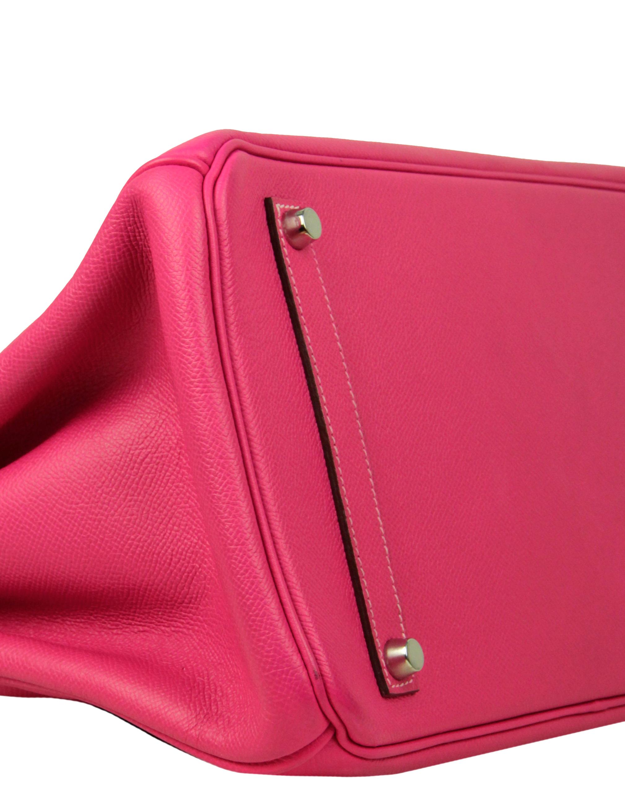Hermes Rose Tyrien/ Rubis Epsom Leather 35cm Candy Birkin Bag PHW In Excellent Condition For Sale In New York, NY
