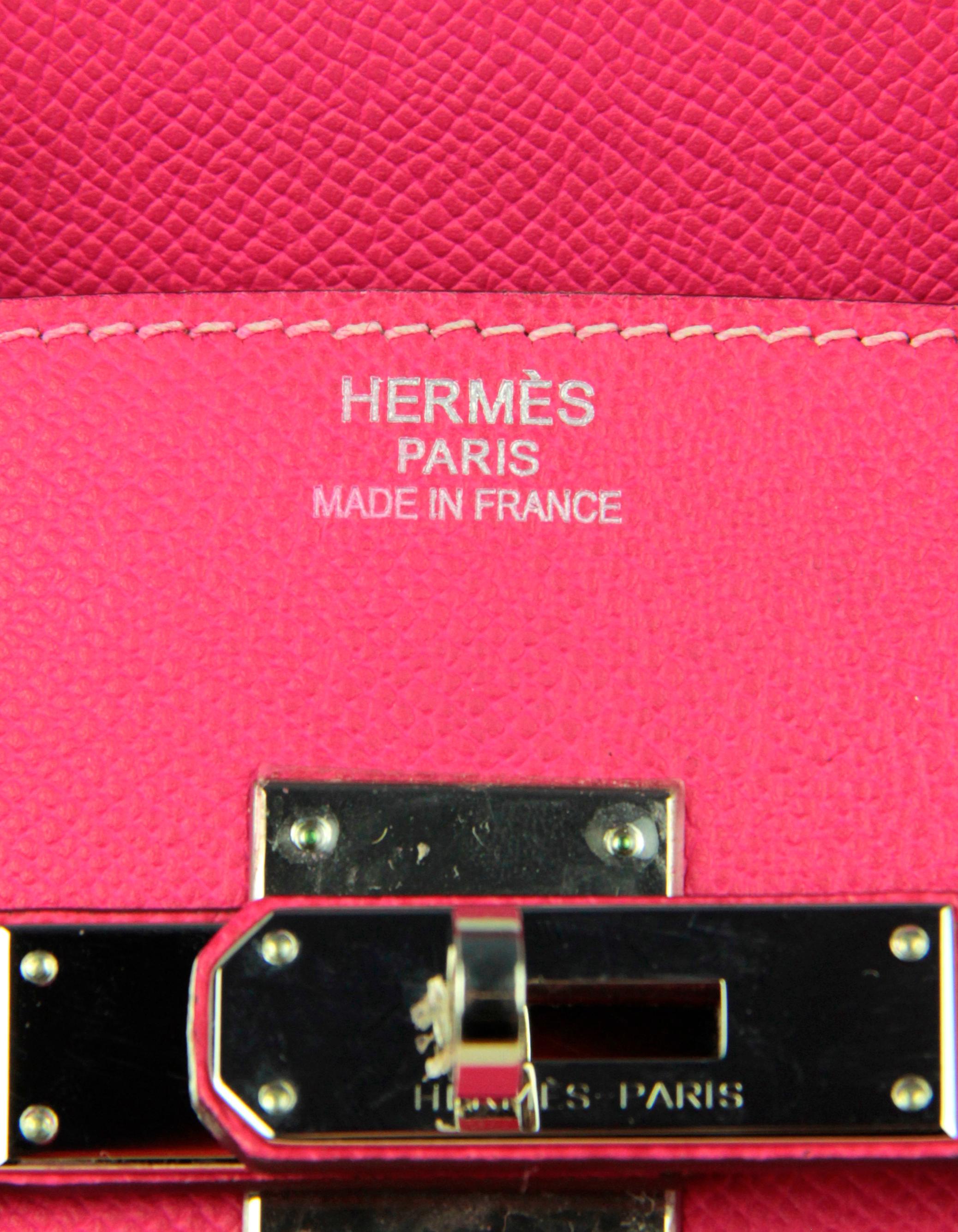 Hermes  Rose Tyrien/ Rubis Epsom Leather 35cm Candy Birkin Bag PHW In Excellent Condition For Sale In New York, NY