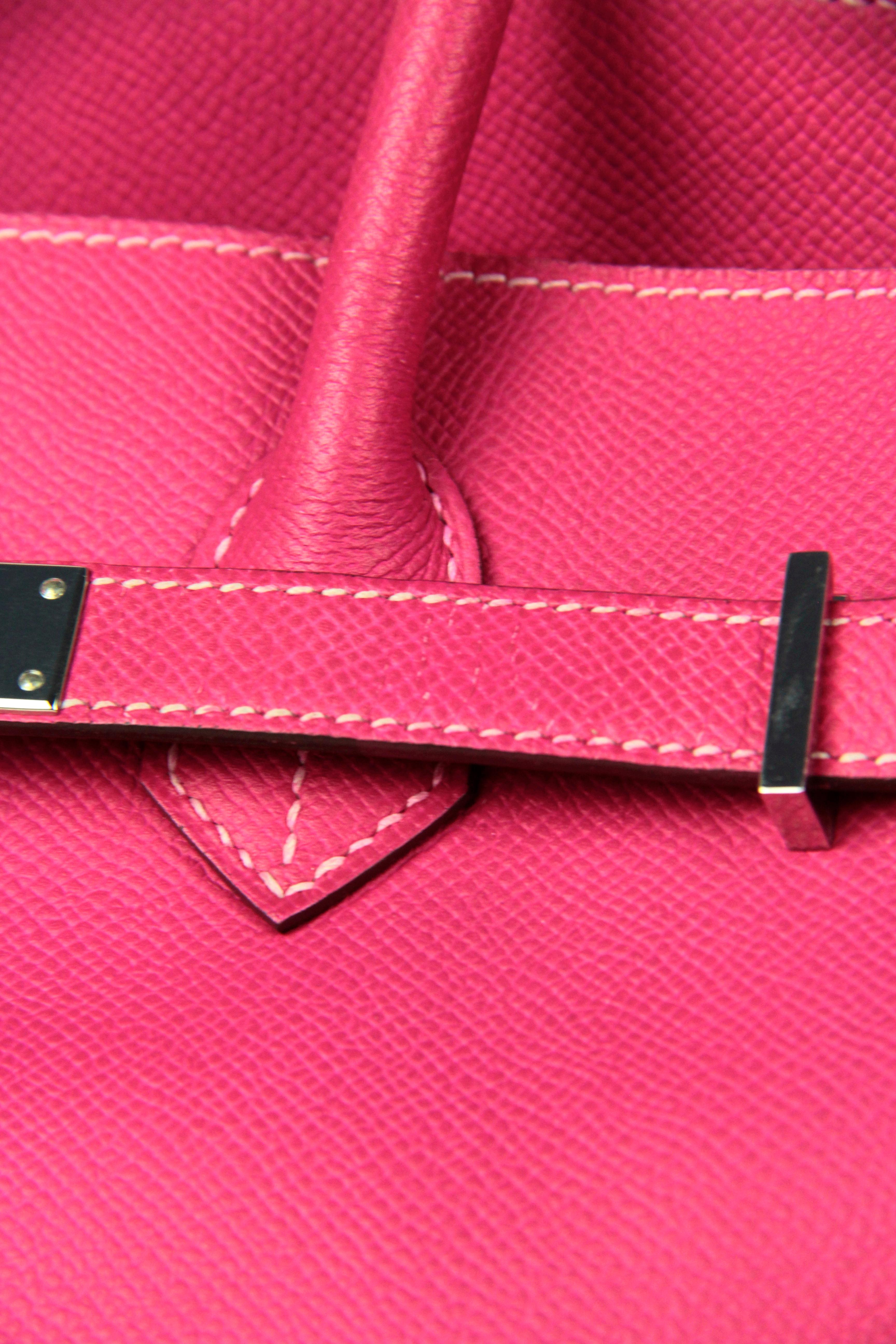 Hermes Rose Tyrien/ Rubis Epsom Leather 35cm Candy Birkin Bag PHW For Sale 2
