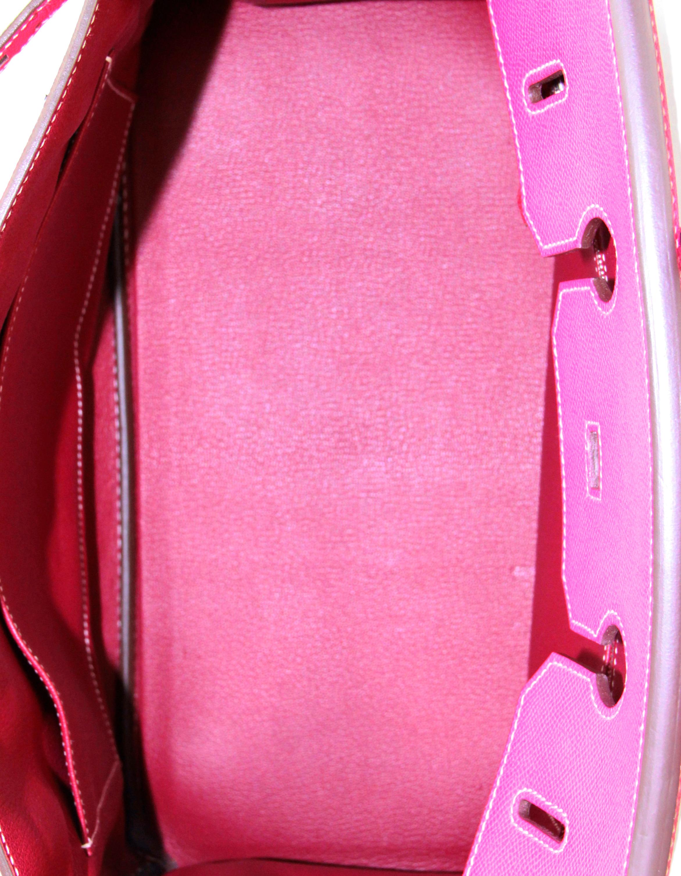 Hermes Rose Tyrien/ Rubis Epsom Leather 35cm Candy Birkin Bag PHW For Sale 4