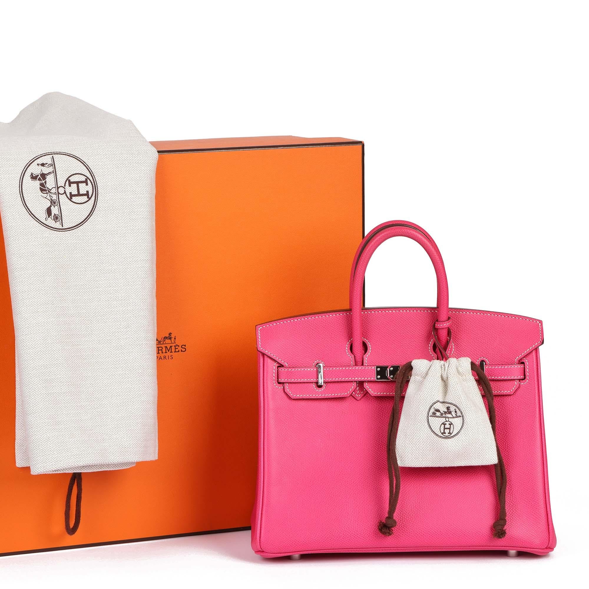 HERMÈS Rose Tyrien & Rubis Epsom Leather Candy Collection Birkin 25cm Retourne 6