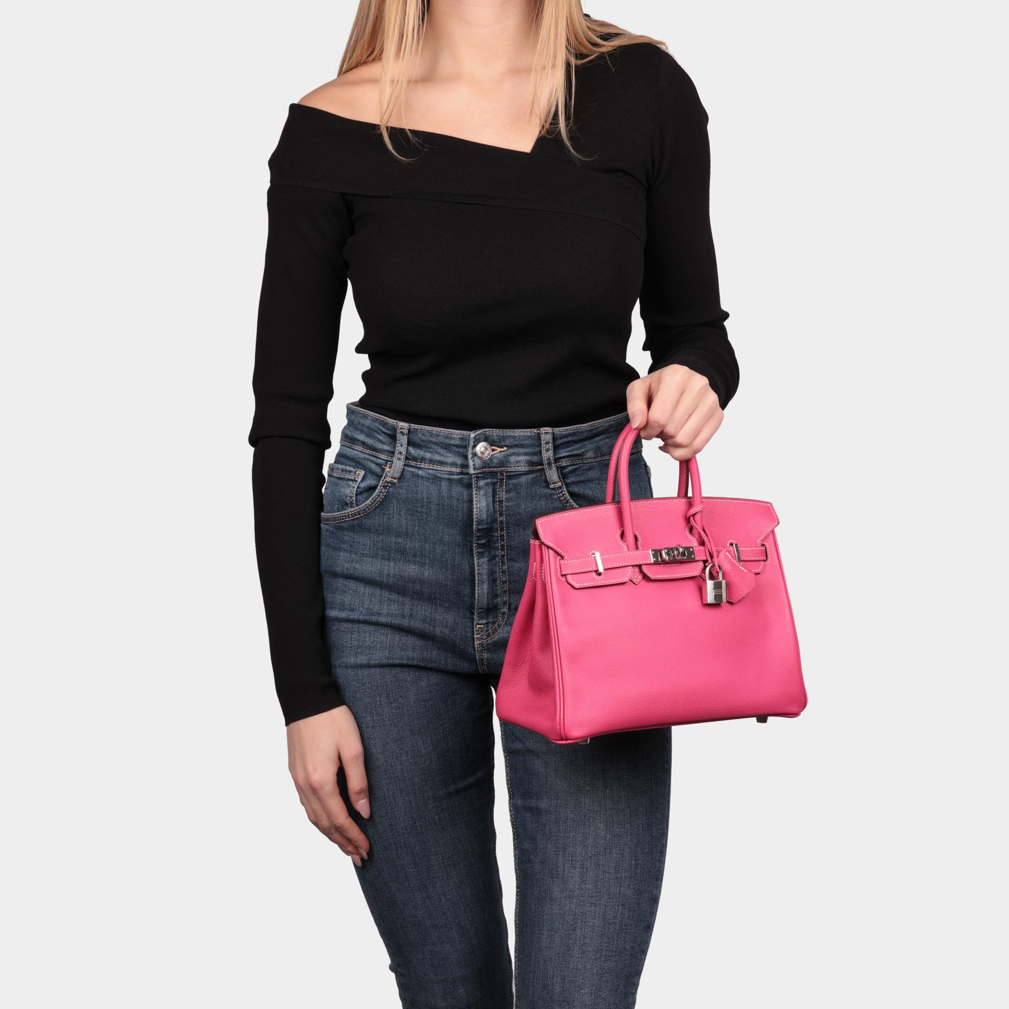 HERMÈS Rose Tyrien & Rubis Epsom Collection Candy en cuir Birkin 25cm Retourne en vente 7