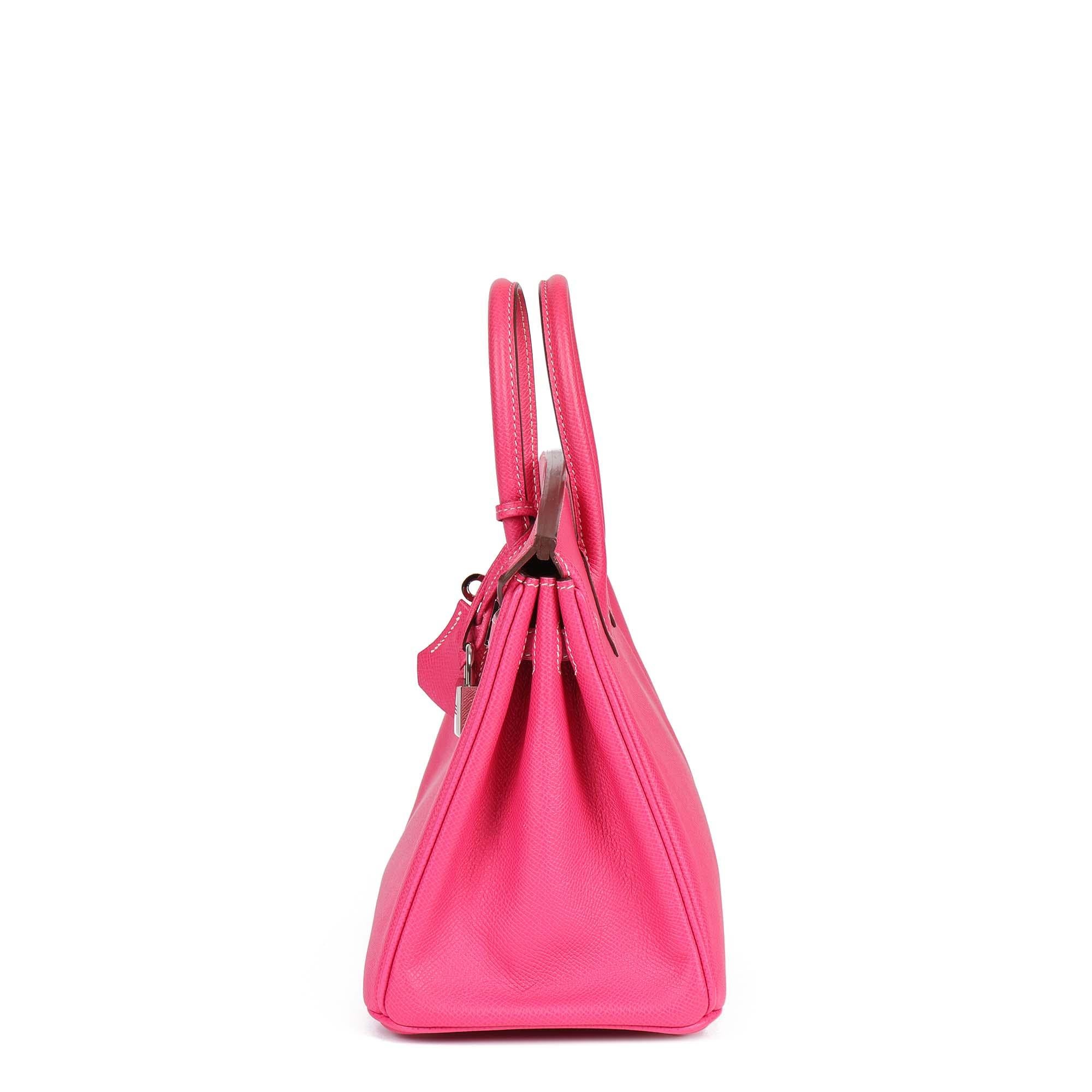 Pink HERMÈS Rose Tyrien & Rubis Epsom Leather Candy Collection Birkin 25cm Retourne