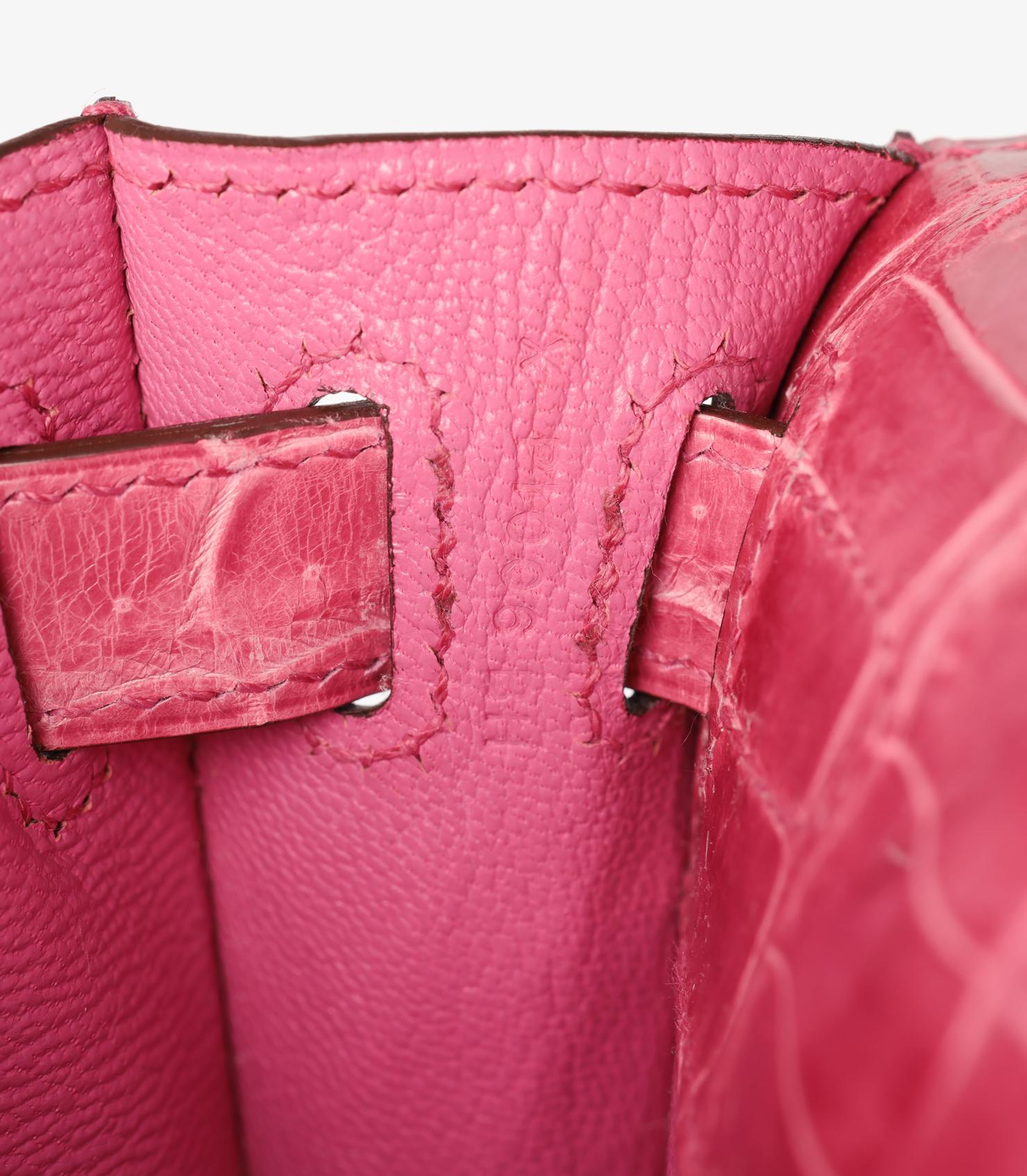 Hermès Rose Tyrien Shiny Shiny Porosus Crocodile Leather Kelly Cut For Sale 6