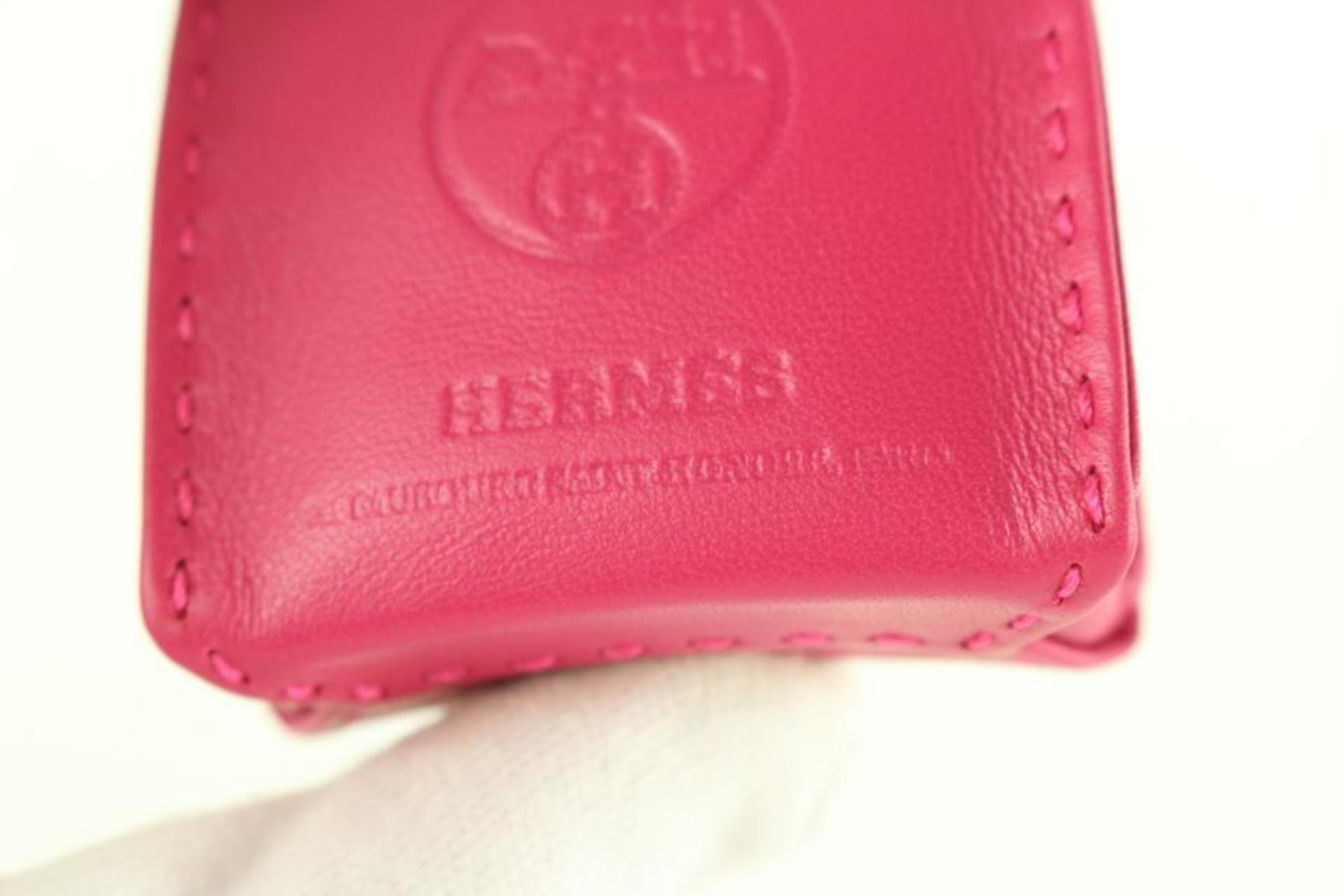 Hermès Rose Tyrien Shopping Bag Tote Charm Birkin Kelly 1H1026 en vente 6