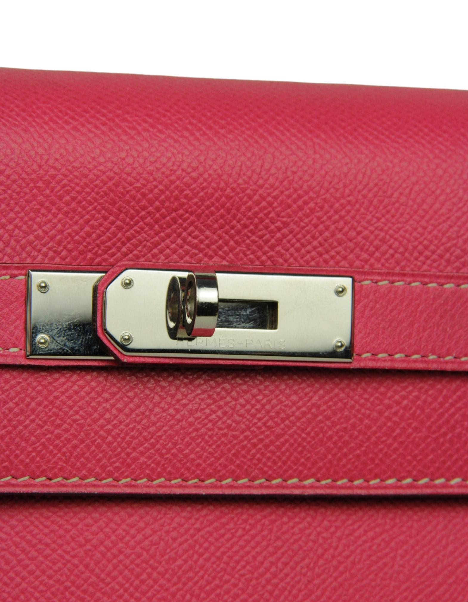 Hermes Rose Tyrien/ Tosca Epsom Leather 32cm Candy Kelly Bag PHW For Sale 7