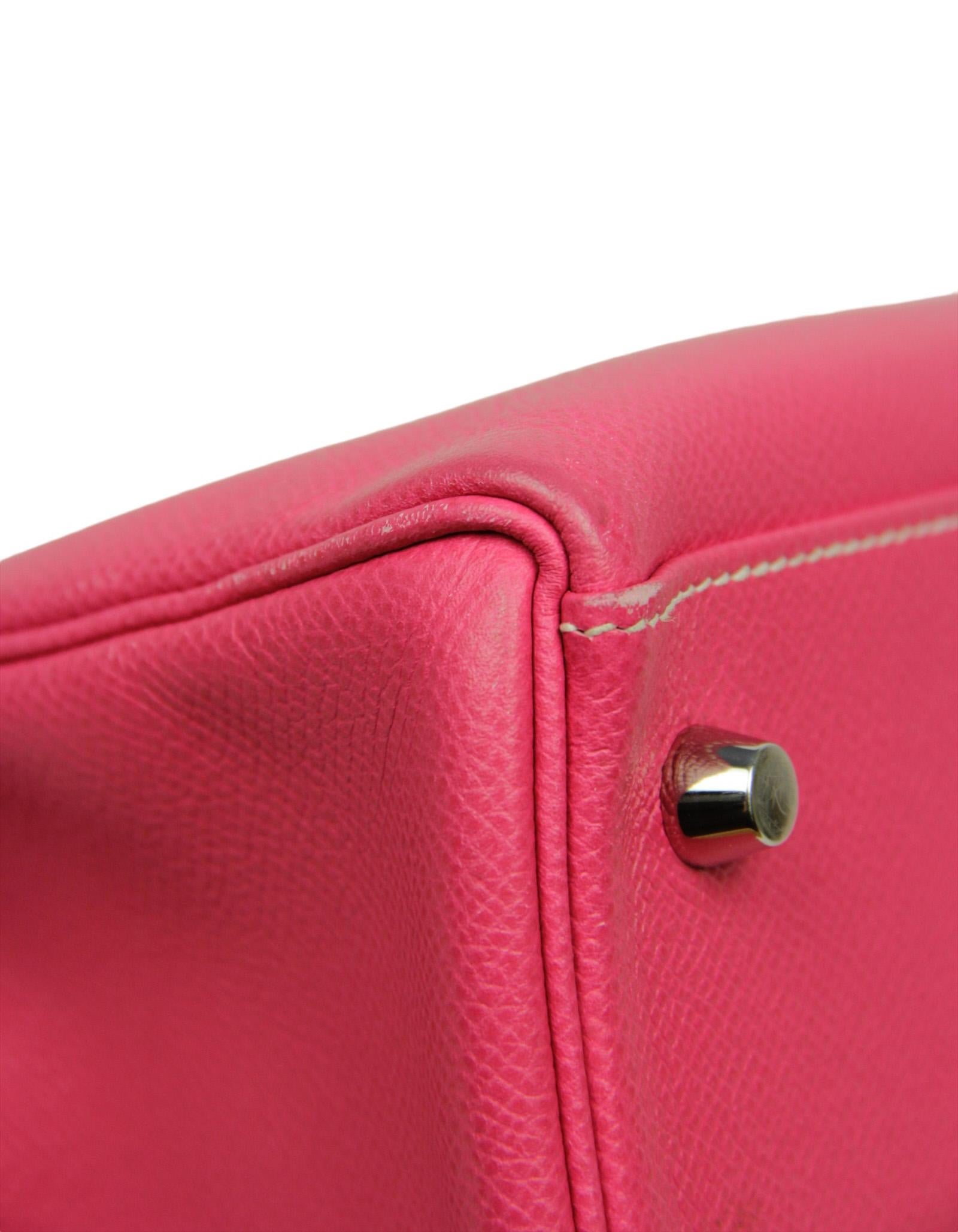 Hermes Rose Tyrien/ Tosca Epsom Leather 32cm Candy Kelly Bag PHW For Sale 1