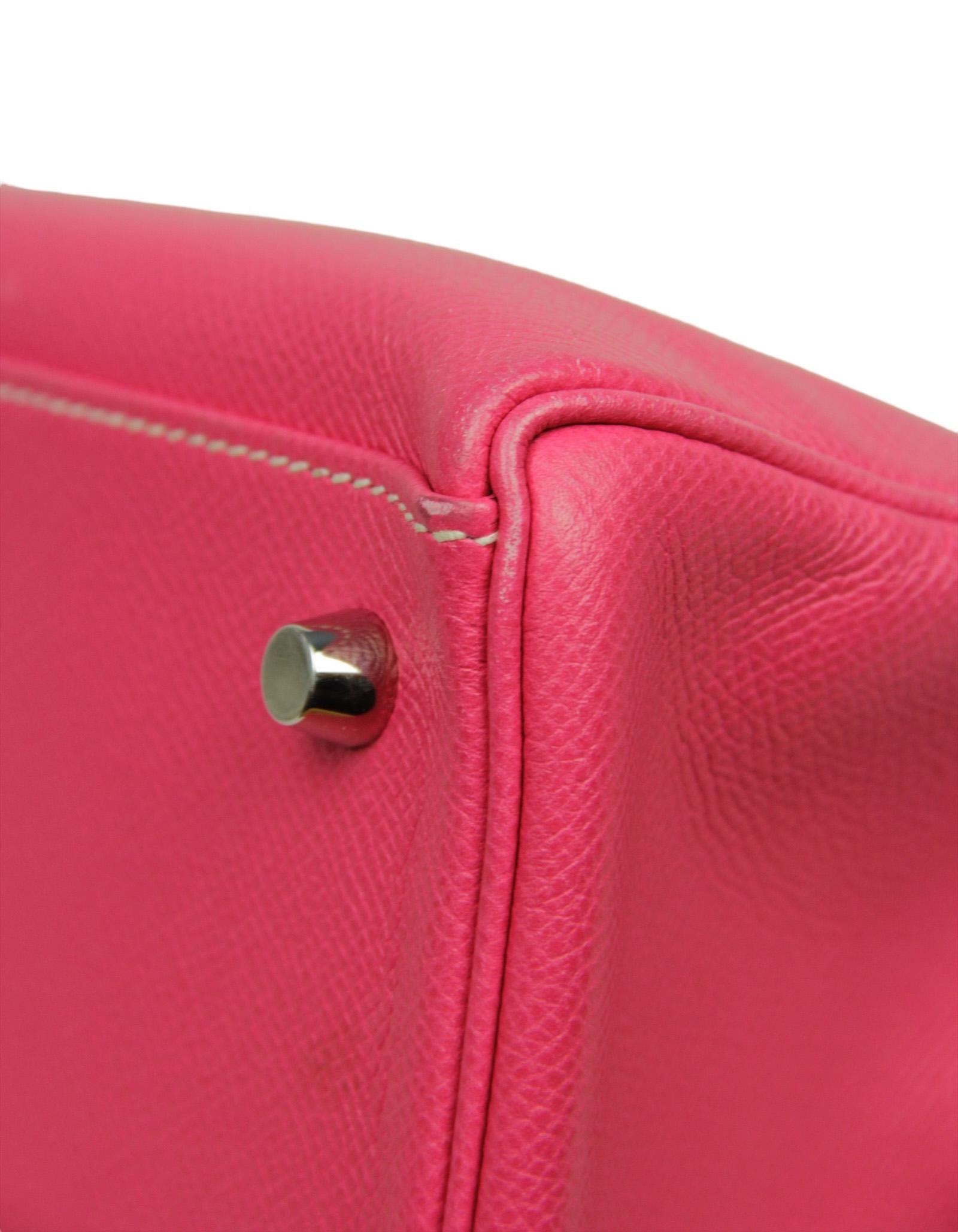Hermes Rose Tyrien/ Tosca Epsom Leather 32cm Candy Kelly Bag PHW For Sale 3