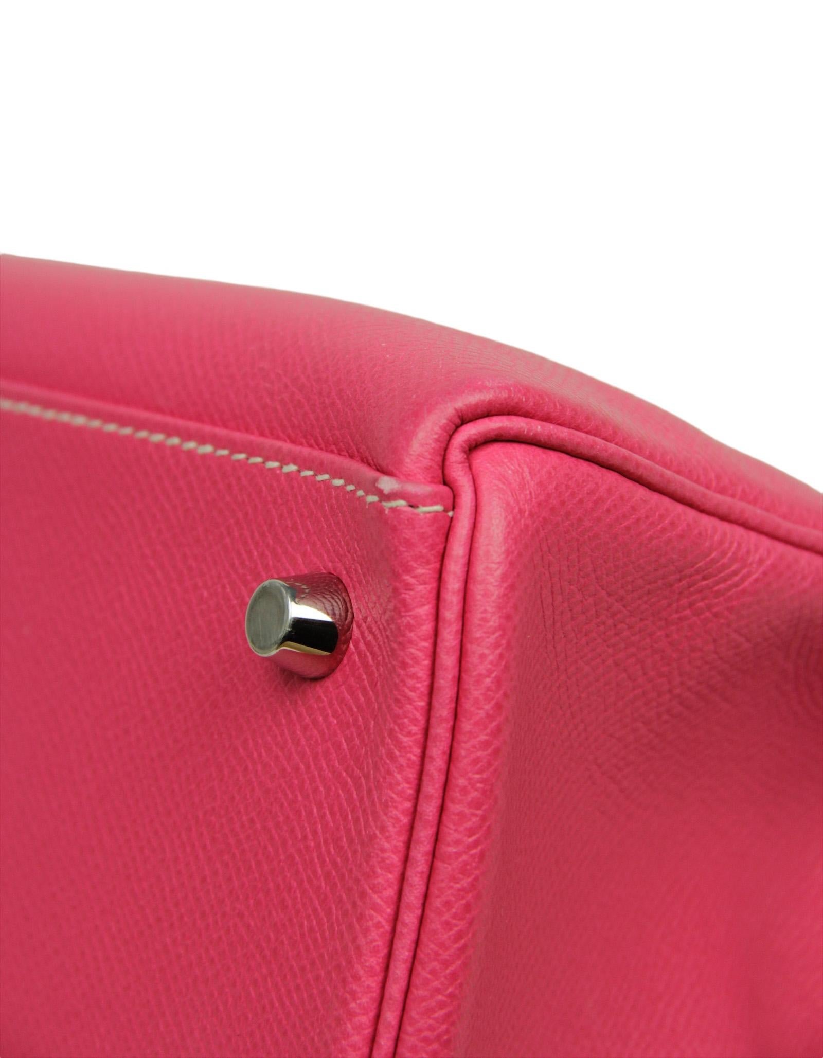 Hermes Rose Tyrien/ Tosca Epsom Leather 32cm Candy Kelly Bag PHW For Sale 4