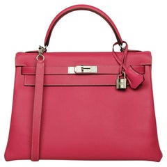 Hermes Rose Tyrien/ Tosca Epsom Leather Candy Kelly Bag 32cm PHW