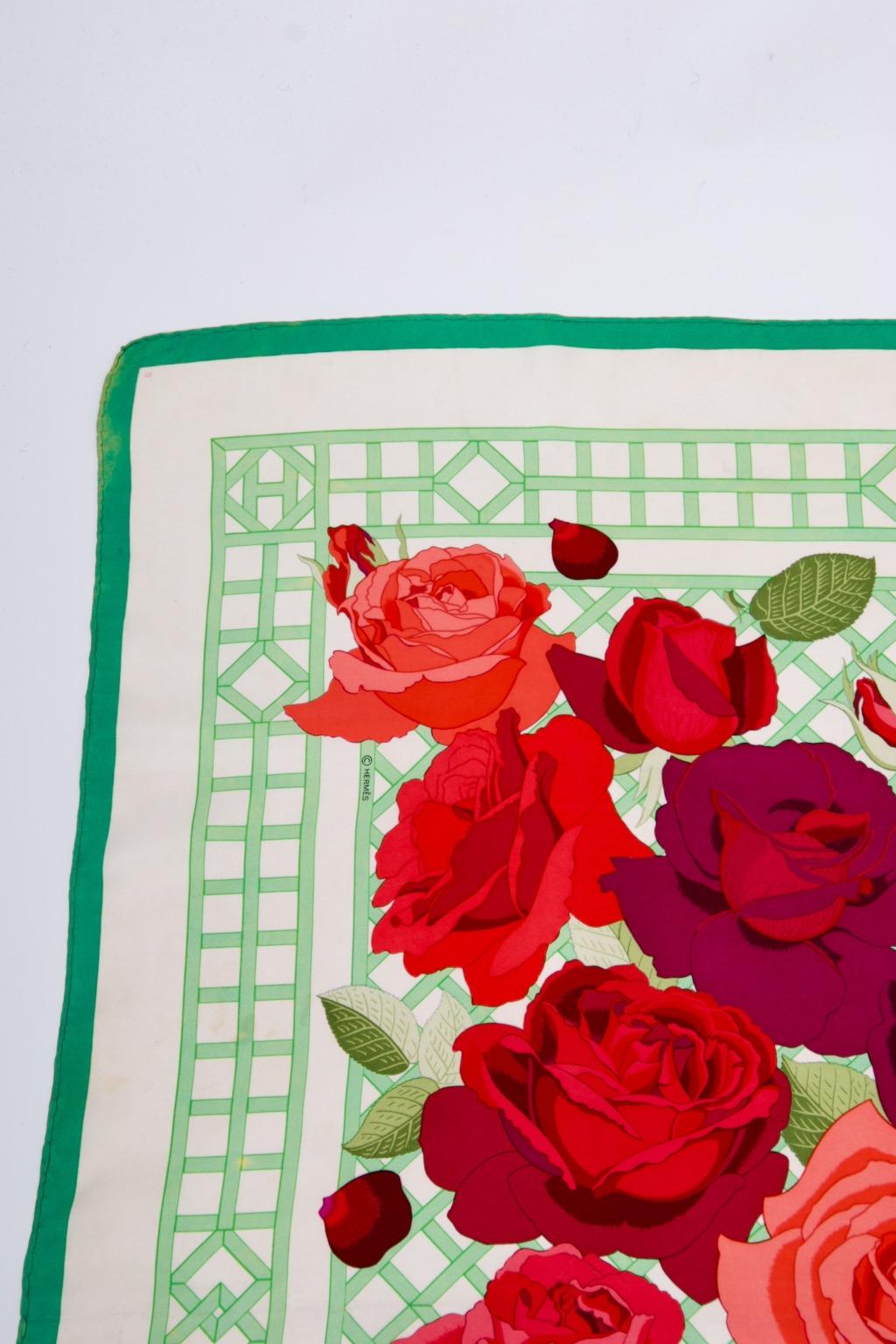 Beige Hermes Roseraie Scarf For Sale