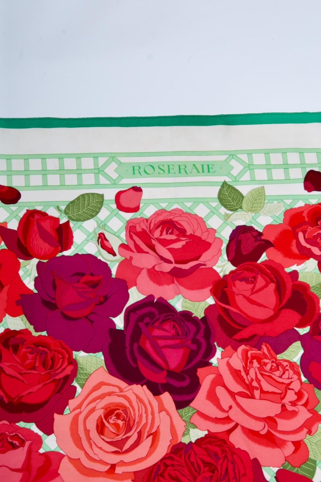 Hermes Roseraie Scarf In Good Condition For Sale In Alford, MA