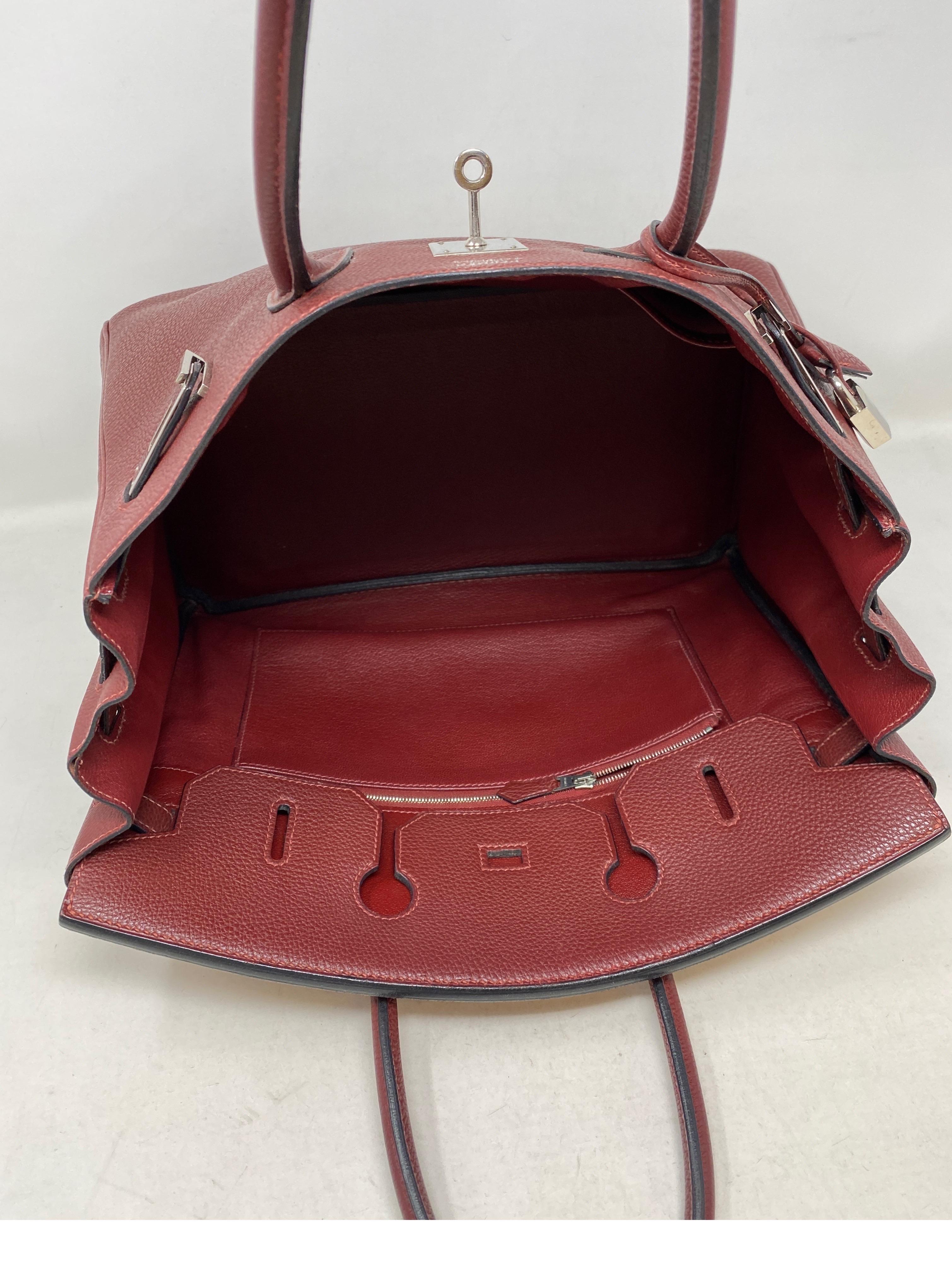 Hermes Rouge Birkin 35 Bag 5