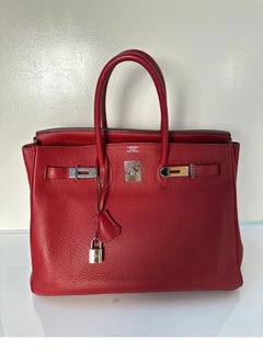 Hermes Rouge Birkin 35 Bag