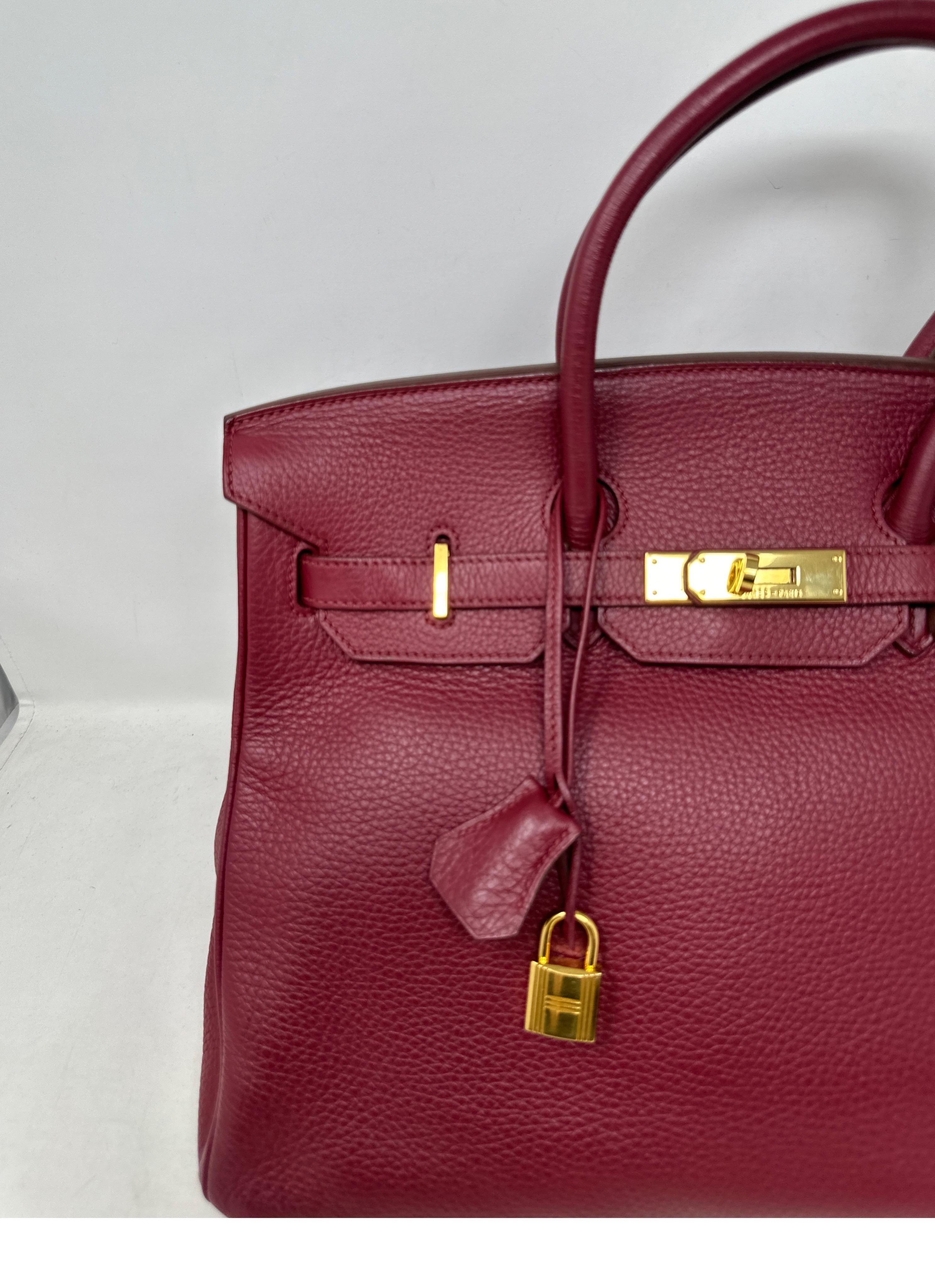 Brown Hermes Rouge Birkin 35 Bag